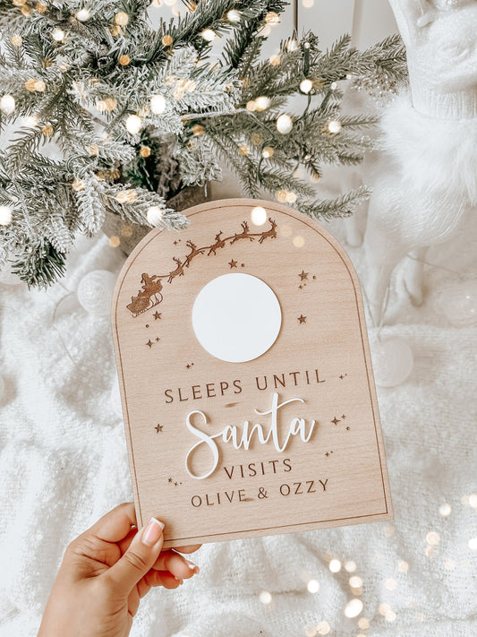 Personalised Sleeps Till Santa Visits Board | Christmas Countdown Board | Dry Eraser Board