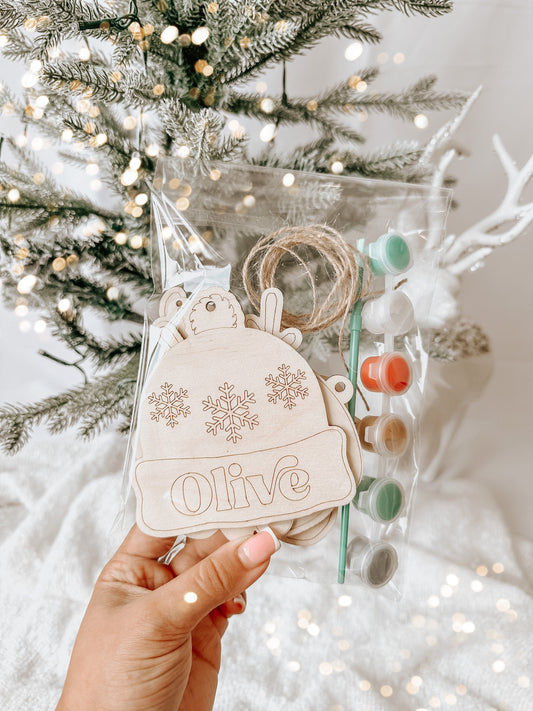 Personalised Christmas Paint Your Own Ornaments Sets | Children's Christmas Eve Gift | Christmas Eve Box Filler | Wooden Engraved Ornaments