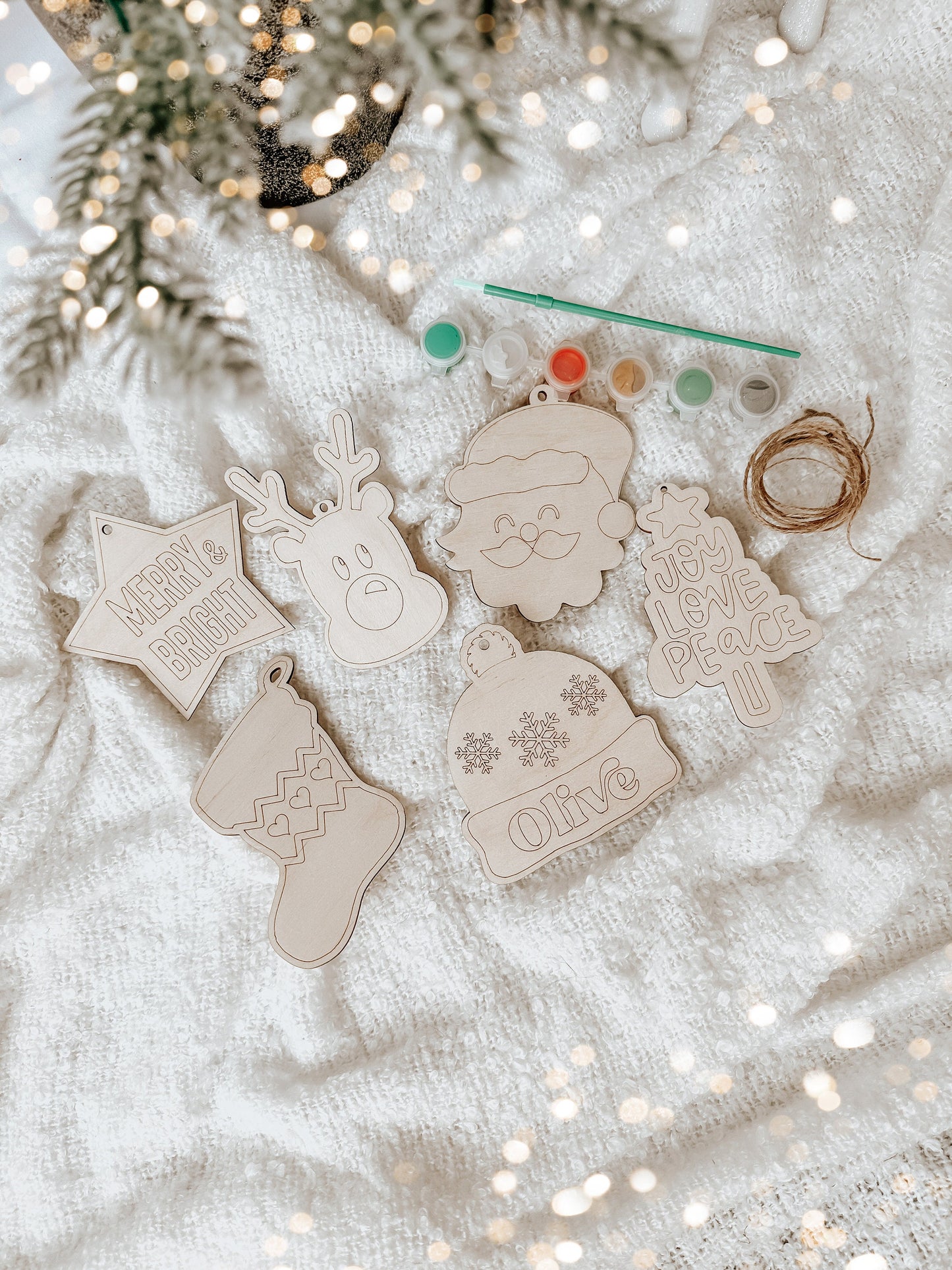 Personalised Christmas Paint Your Own Ornaments Sets | Children's Christmas Eve Gift | Christmas Eve Box Filler | Wooden Engraved Ornaments