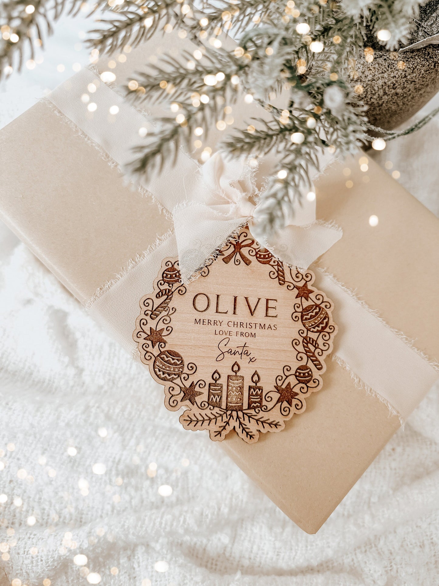 Personalised Engraved Christmas Gift Tag From Santa
