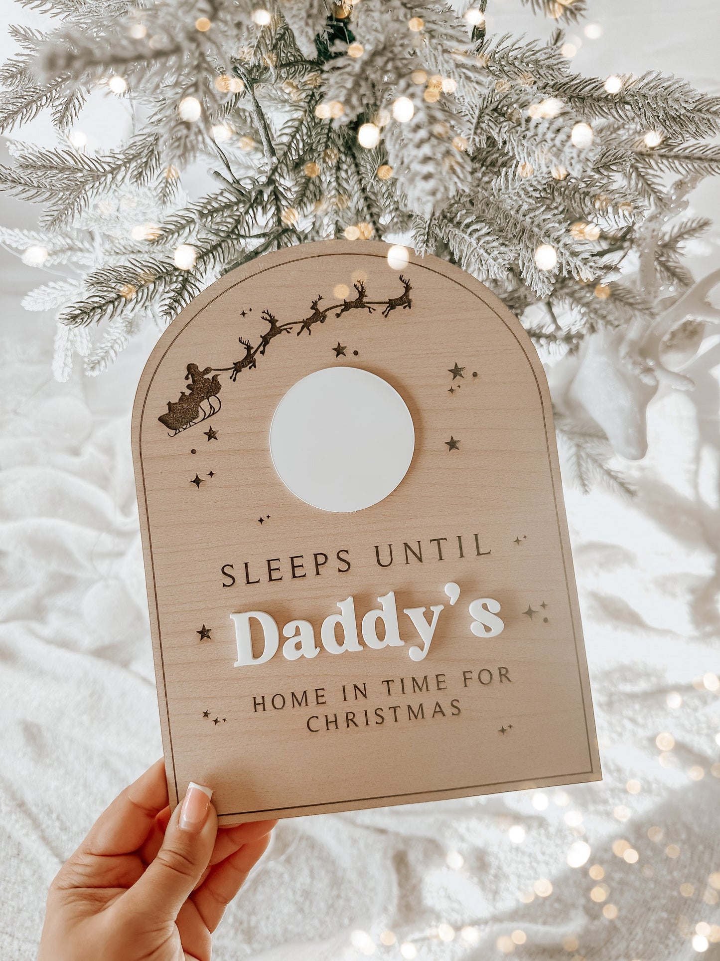 Personalised Sleeps Till Daddy's Home Board | Christmas Countdown Board | Dry Eraser Board