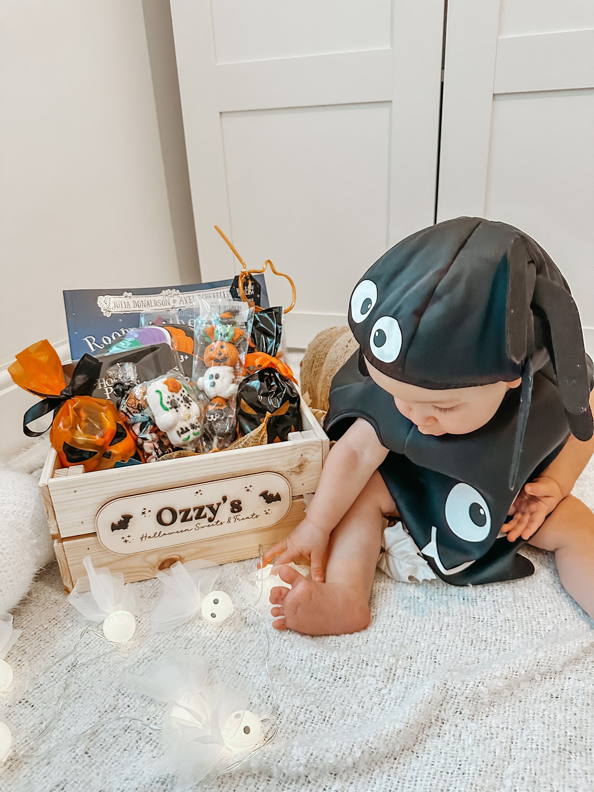 Personalised Halloween Bat Crate - Personalised wooden crate