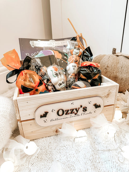 Personalised Halloween Bat Crate - Personalised wooden crate