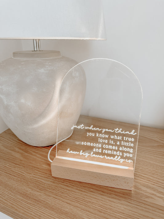 Valentines Love Quote Engraved Acrylic Light