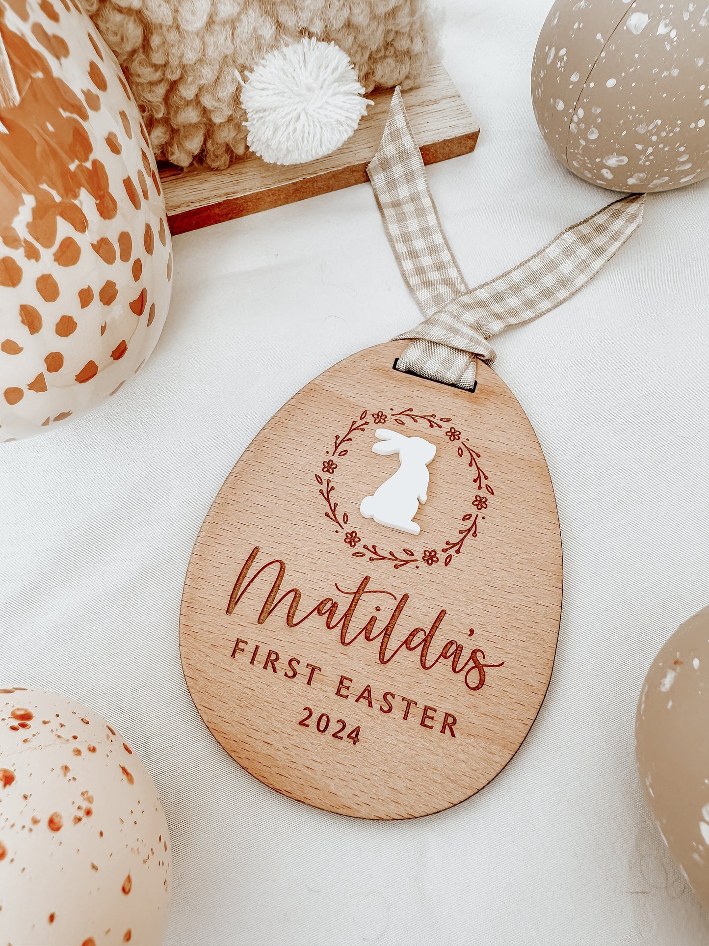 Personalised Engraved Baby's First Easter Name Plaque