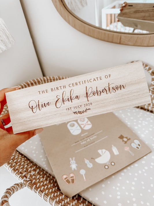 Personalised Baby Wooden Birth Certificate Keepsake Box