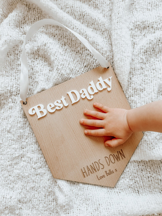 Best Daddy Hands Down Plaque | Baby Handprints | Father’s Day Gift