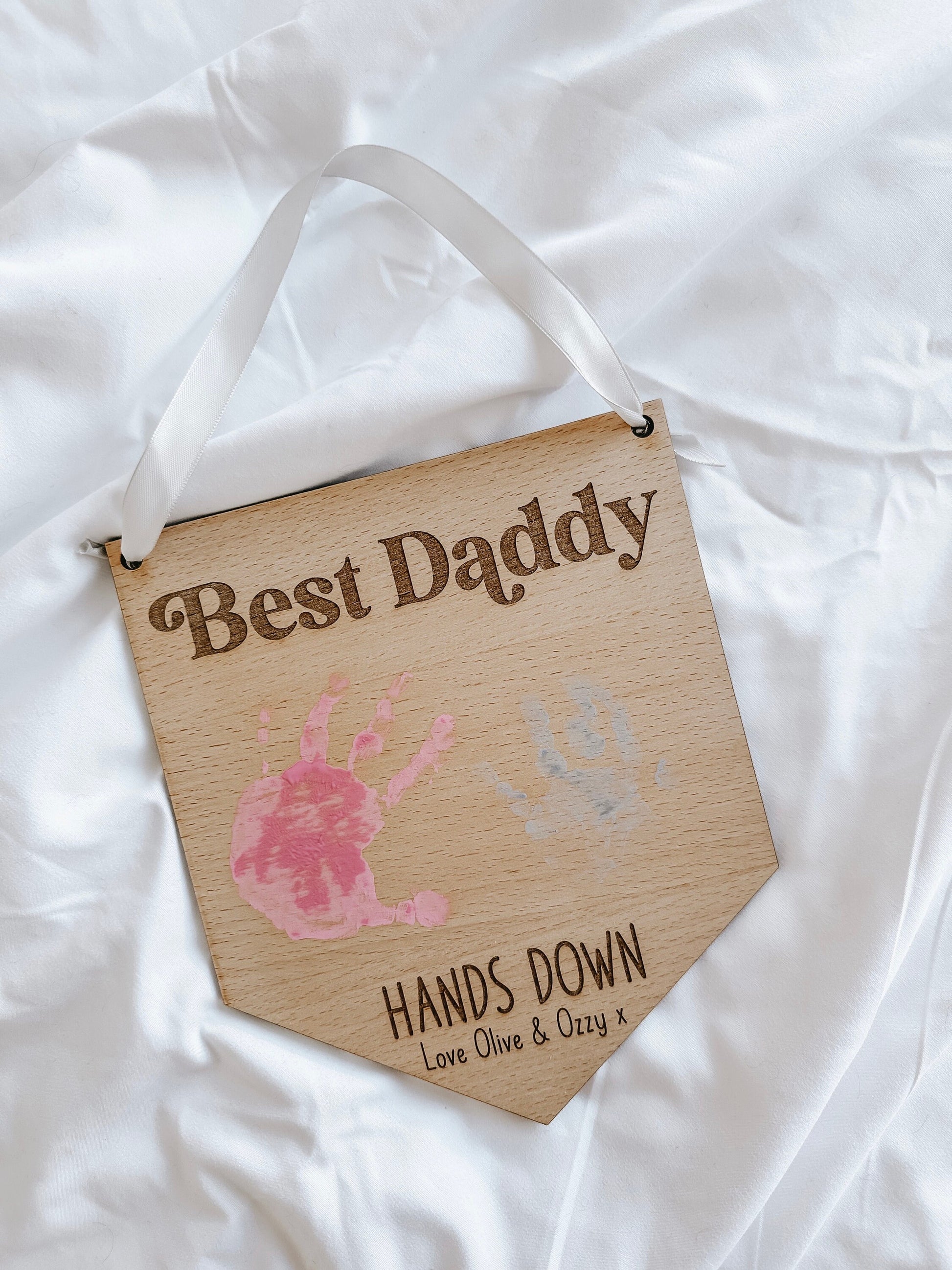 Best Daddy Hands Down Plaque | Baby Handprints | Father’s Day Gift