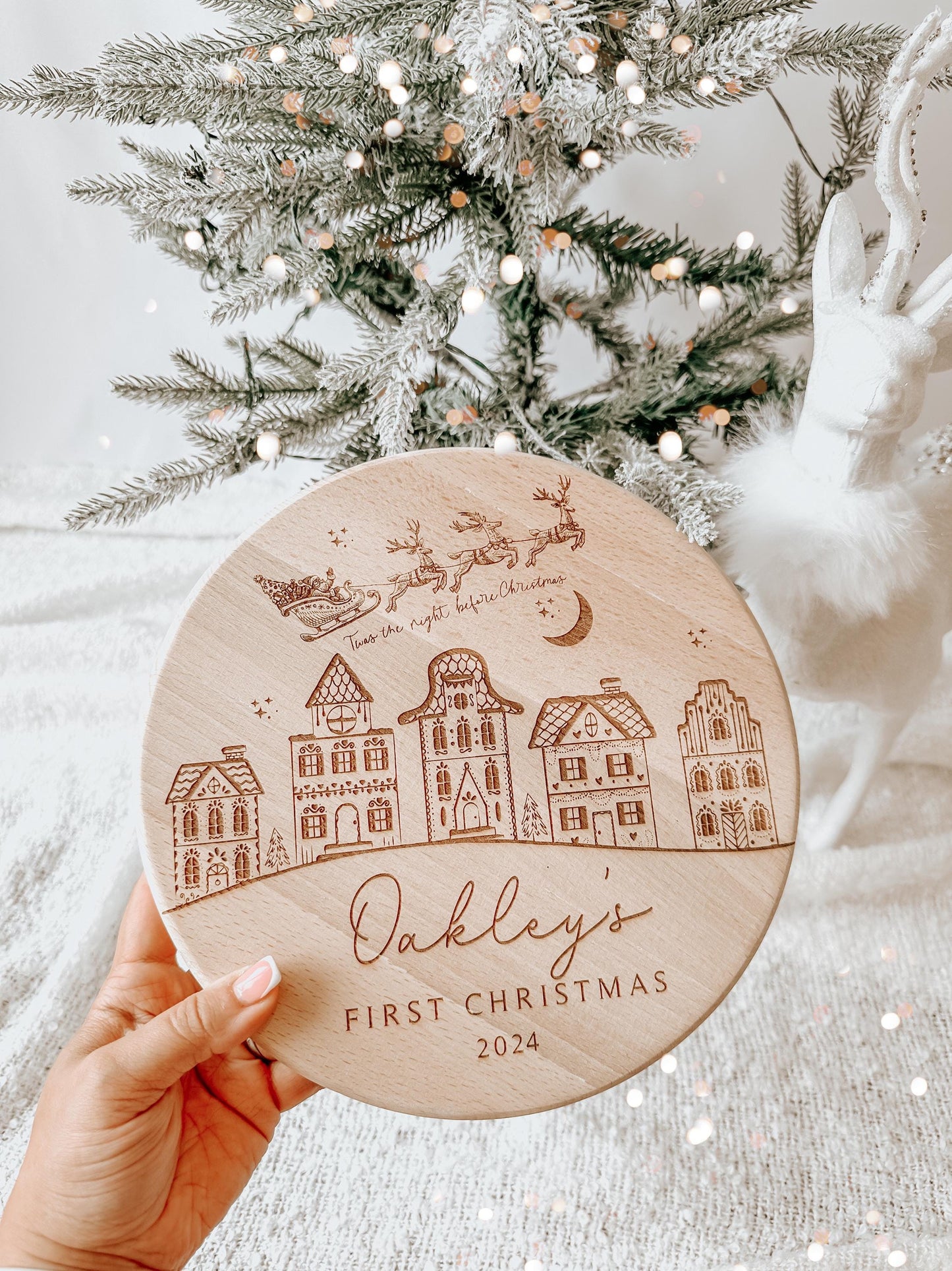 My First Christmas Personalised Wooden Stool | Kids Stool | Babies First Christmas Gift