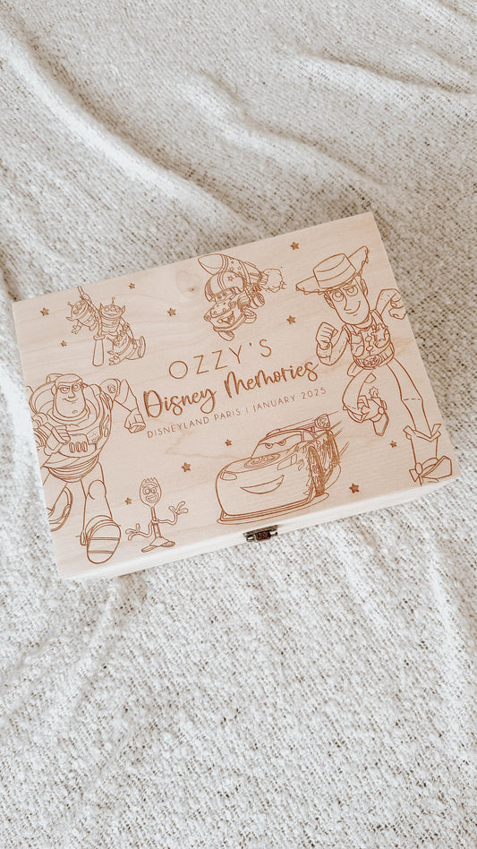 Personalized Wooden Disney Pixar Toy Story & Cars Keepsake Box - Personalised Memory Box - Holiday Memory Box- Unique disney gifts