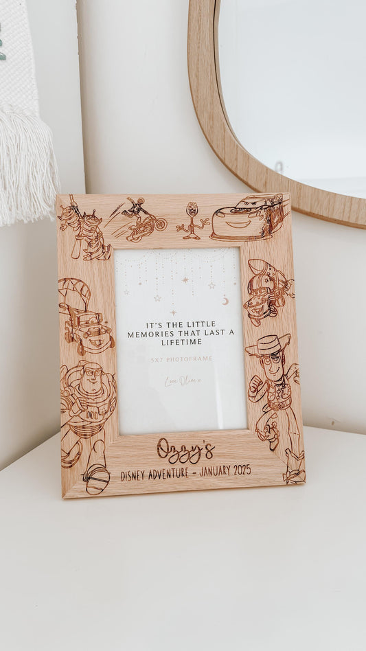 Personalised Solid Oak Disney Pixar Photo Frame/ Toy Story & Cars Photo Frame/ Unique Disney gifts/ Wooden Photo Frame with engraving