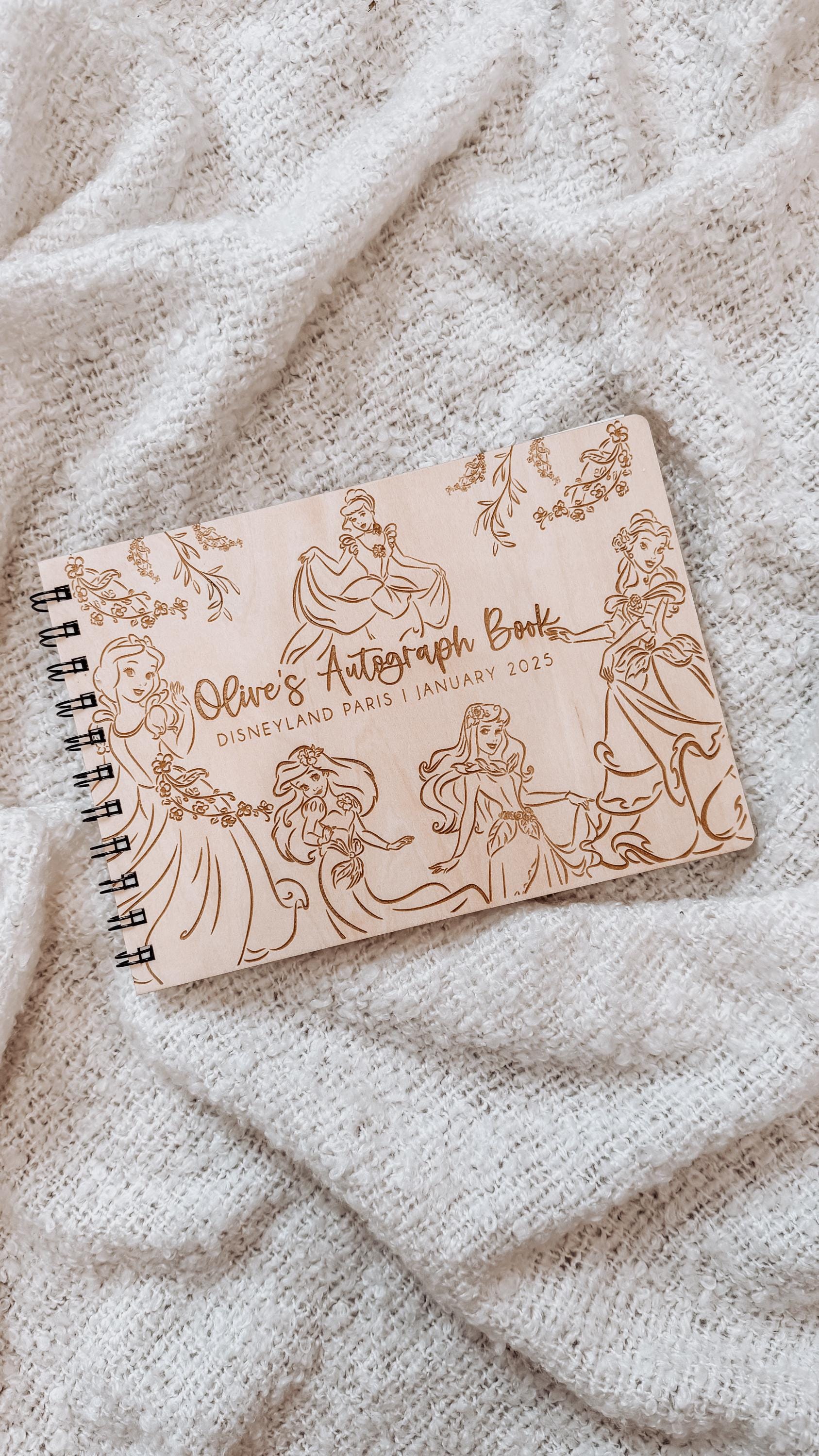 Personalised A5 wooden engraved Disney Princess Autograph Book/ holiday scrapbook/ memory book/ photo album/ memory gift
