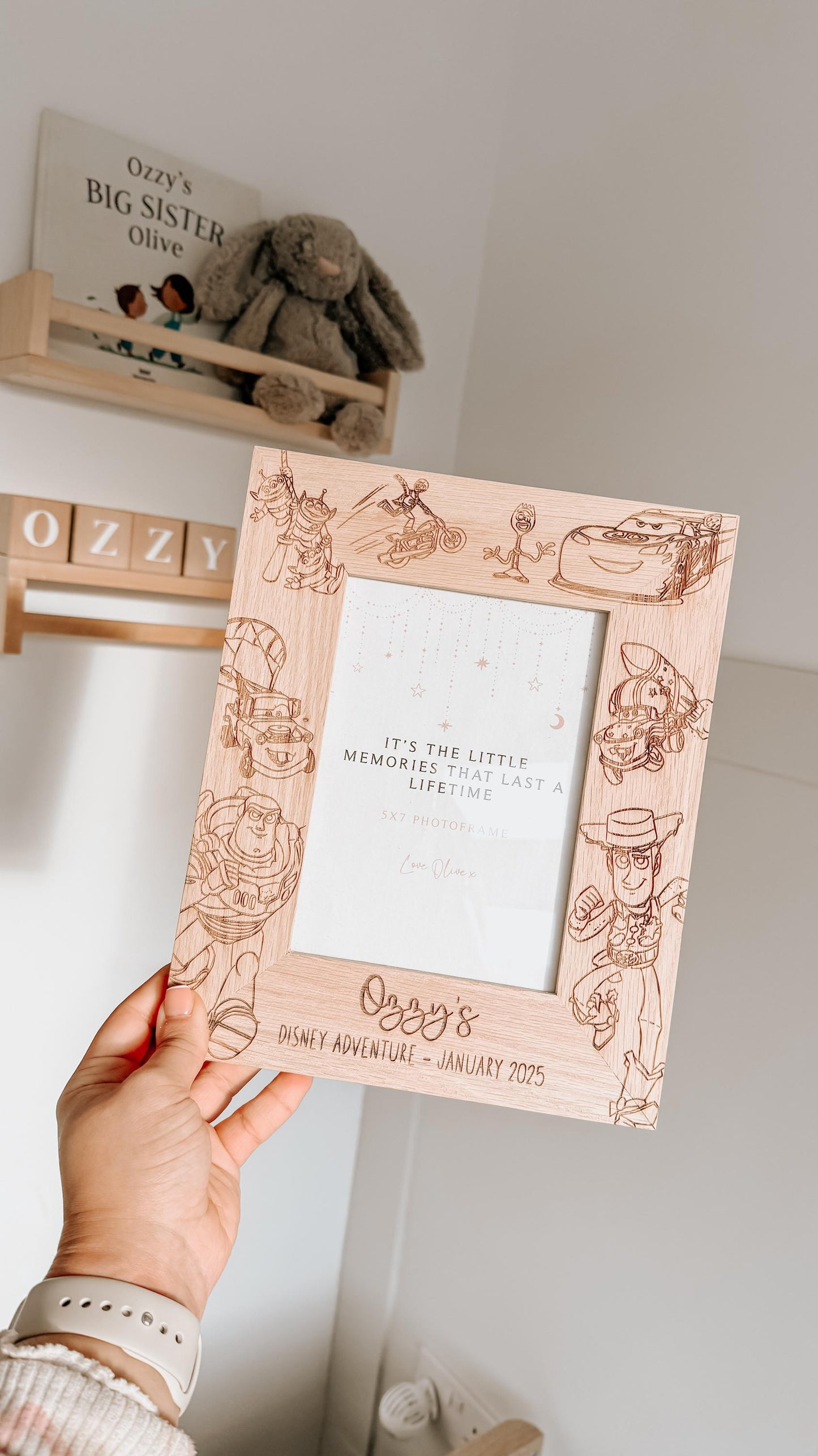 Personalised Solid Oak Disney Pixar Photo Frame/ Toy Story & Cars Photo Frame/ Unique Disney gifts/ Wooden Photo Frame with engraving