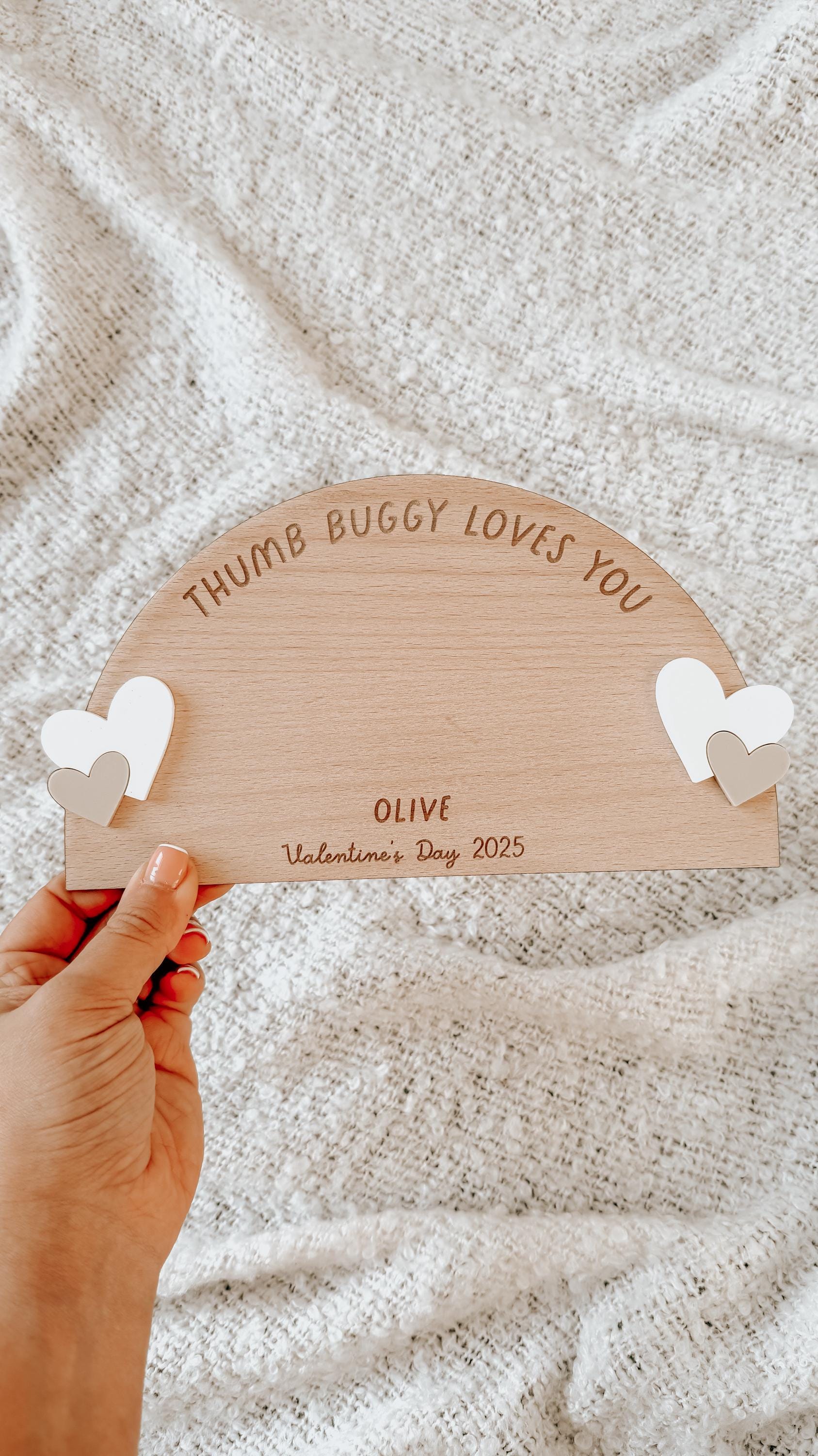 Thumb Buggy Loves You Plaque | First Valentines Day Gift | Baby fingerprints | Valentines Day Gifts