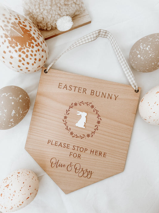 Personalised Easter Bunny Please Stop Here Engraved Acrylic Light