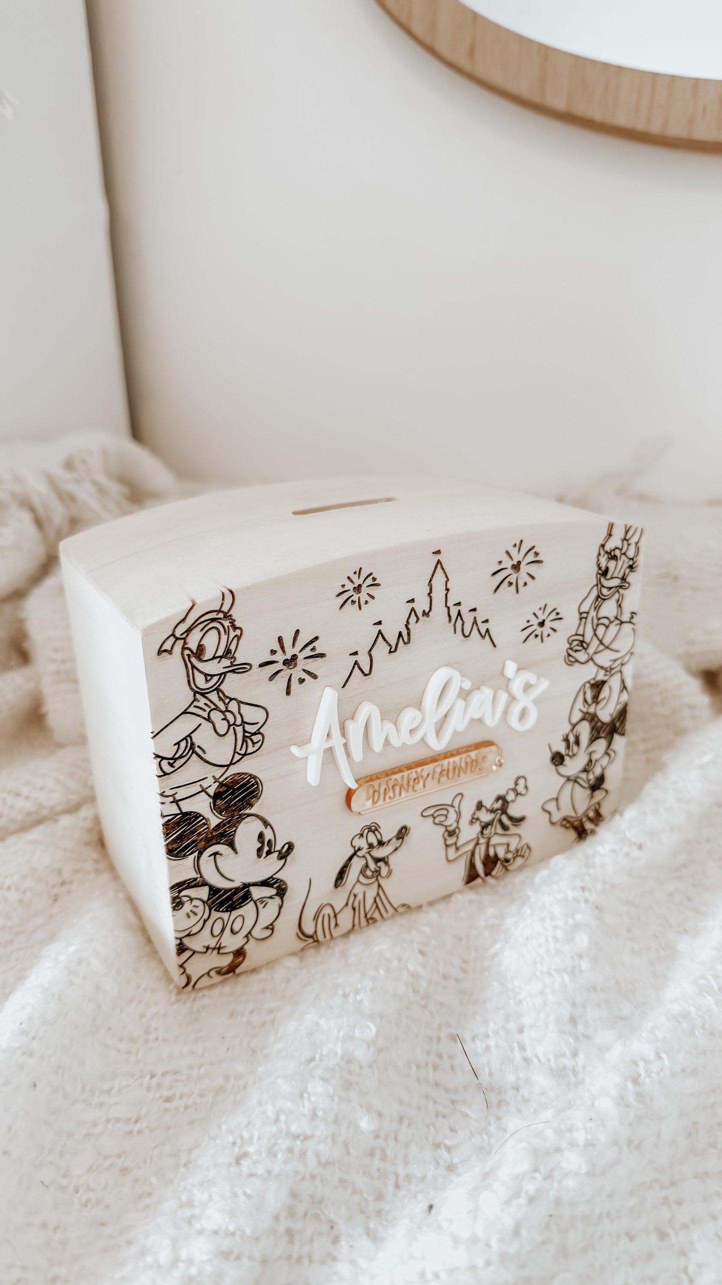 Personalised Disney Money Box | Holiday Funds Money Box | Mickey Mouse Piggy Bank