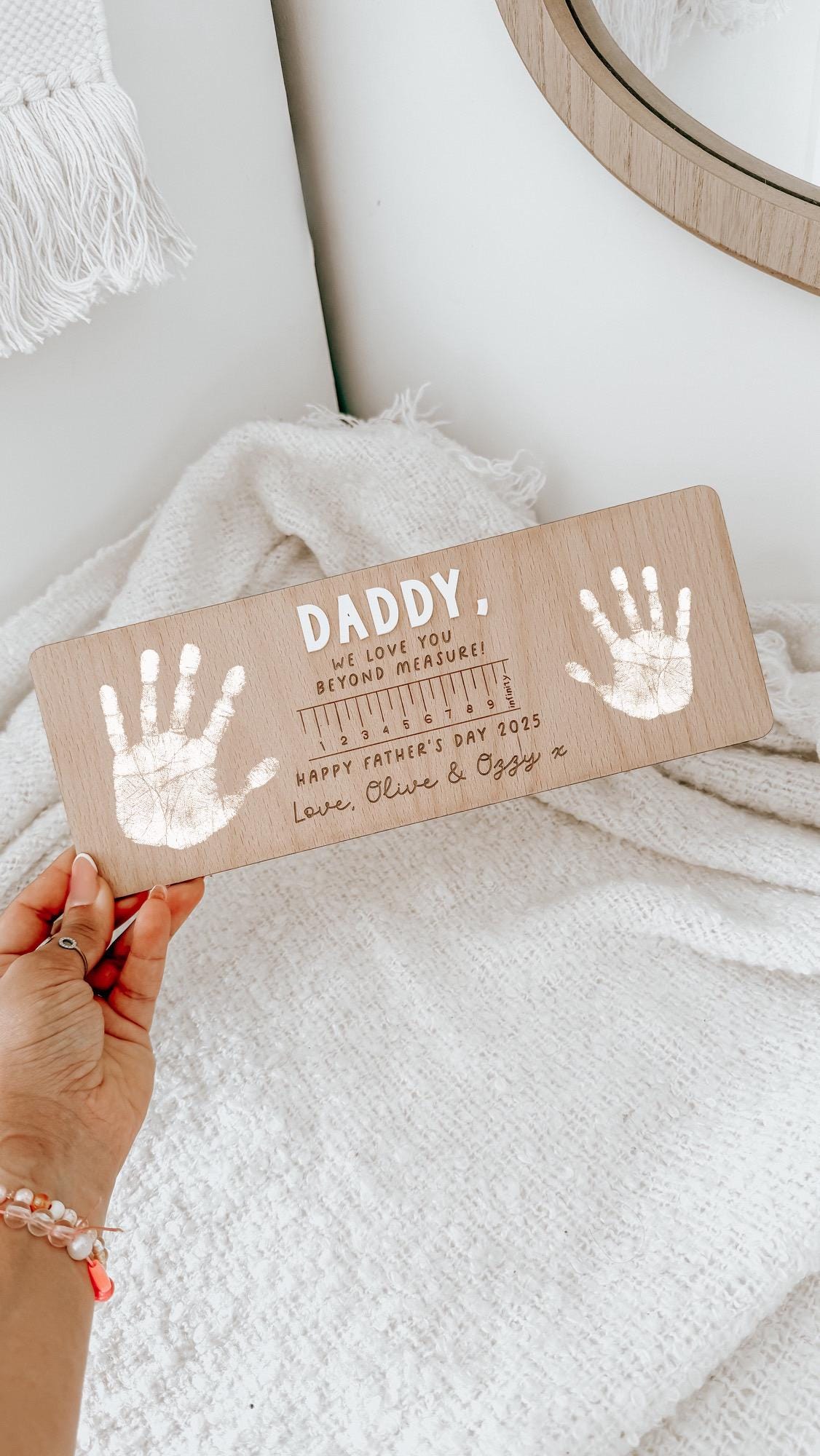 Personalised Fathers Day Handprint Plaque | Baby Handprints | Father’s Day Gift