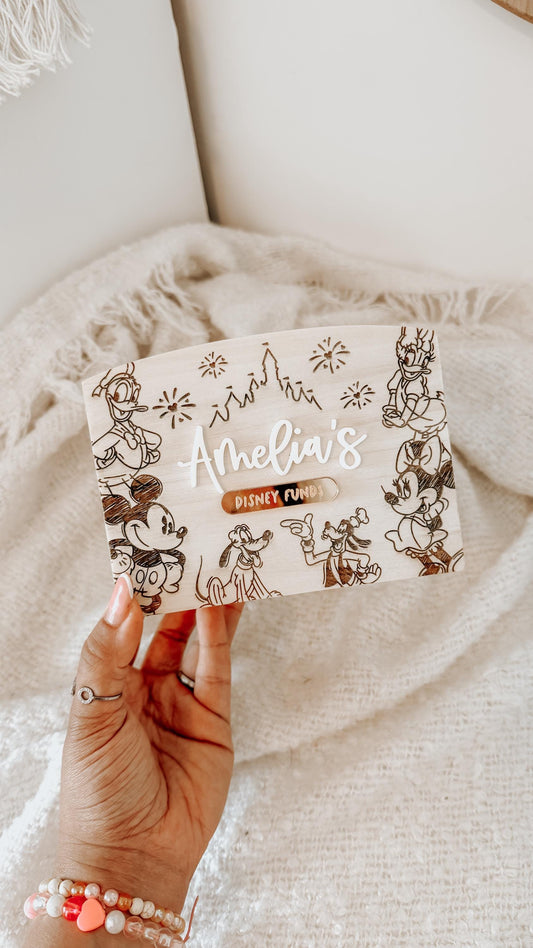 Personalised Disney Money Box | Holiday Funds Money Box | Mickey Mouse Piggy Bank