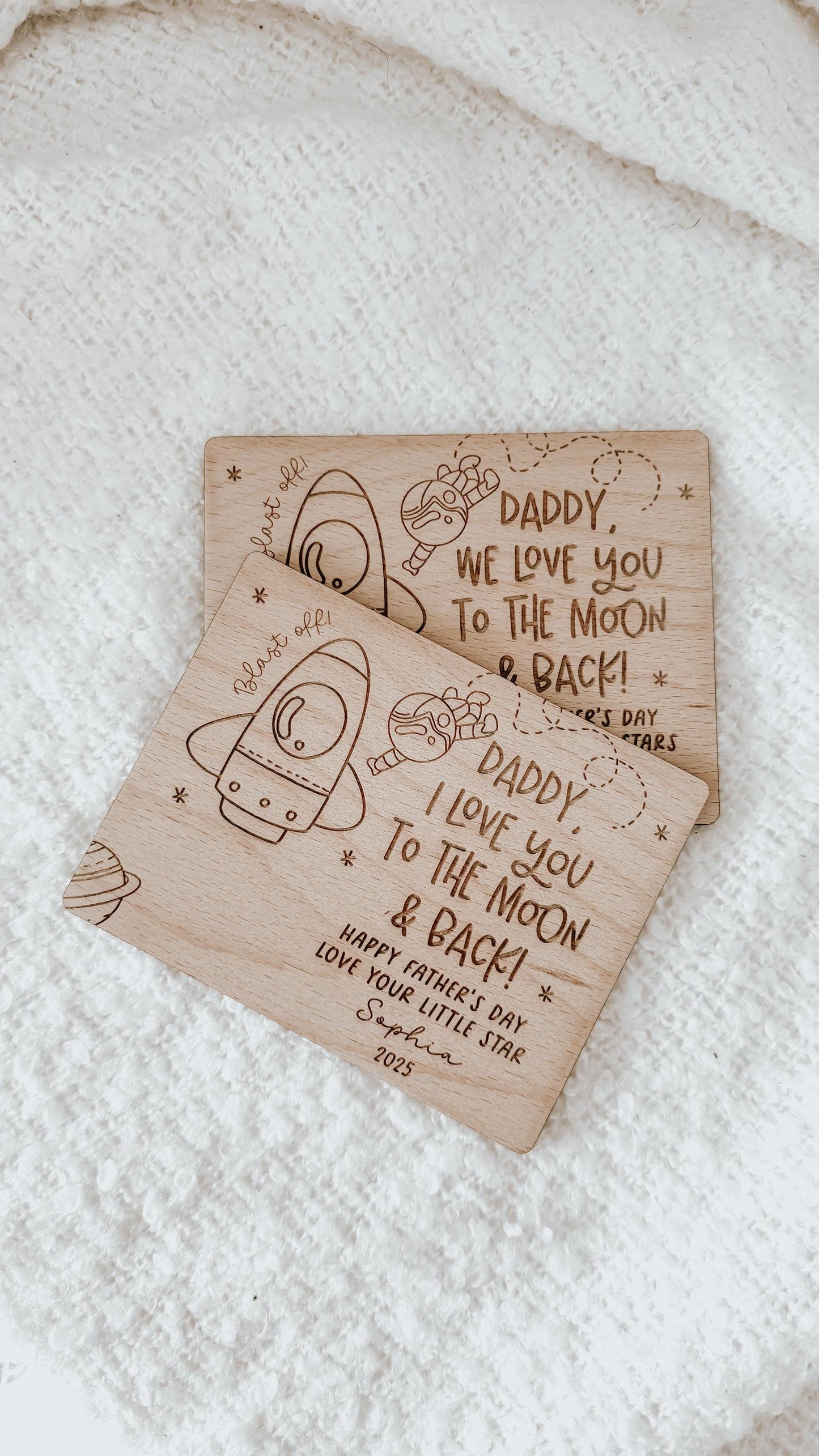 Personalised Father's Day Finger Print Fridge Magnet | Wooden Space Fridge Magnet | Father's Day Gifts