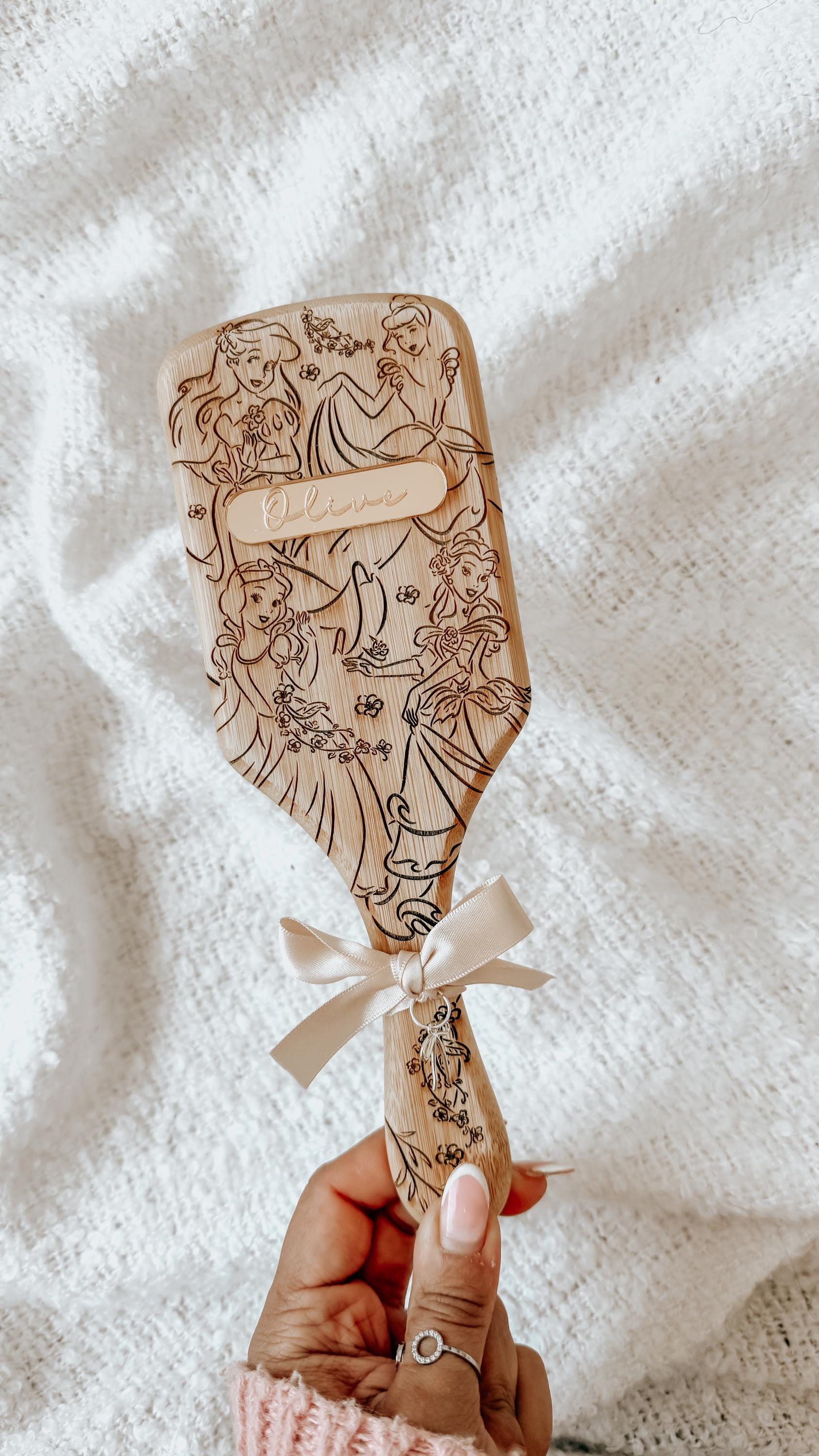 Personalised Disney Princess Wooden Bamboo Hair Brush
