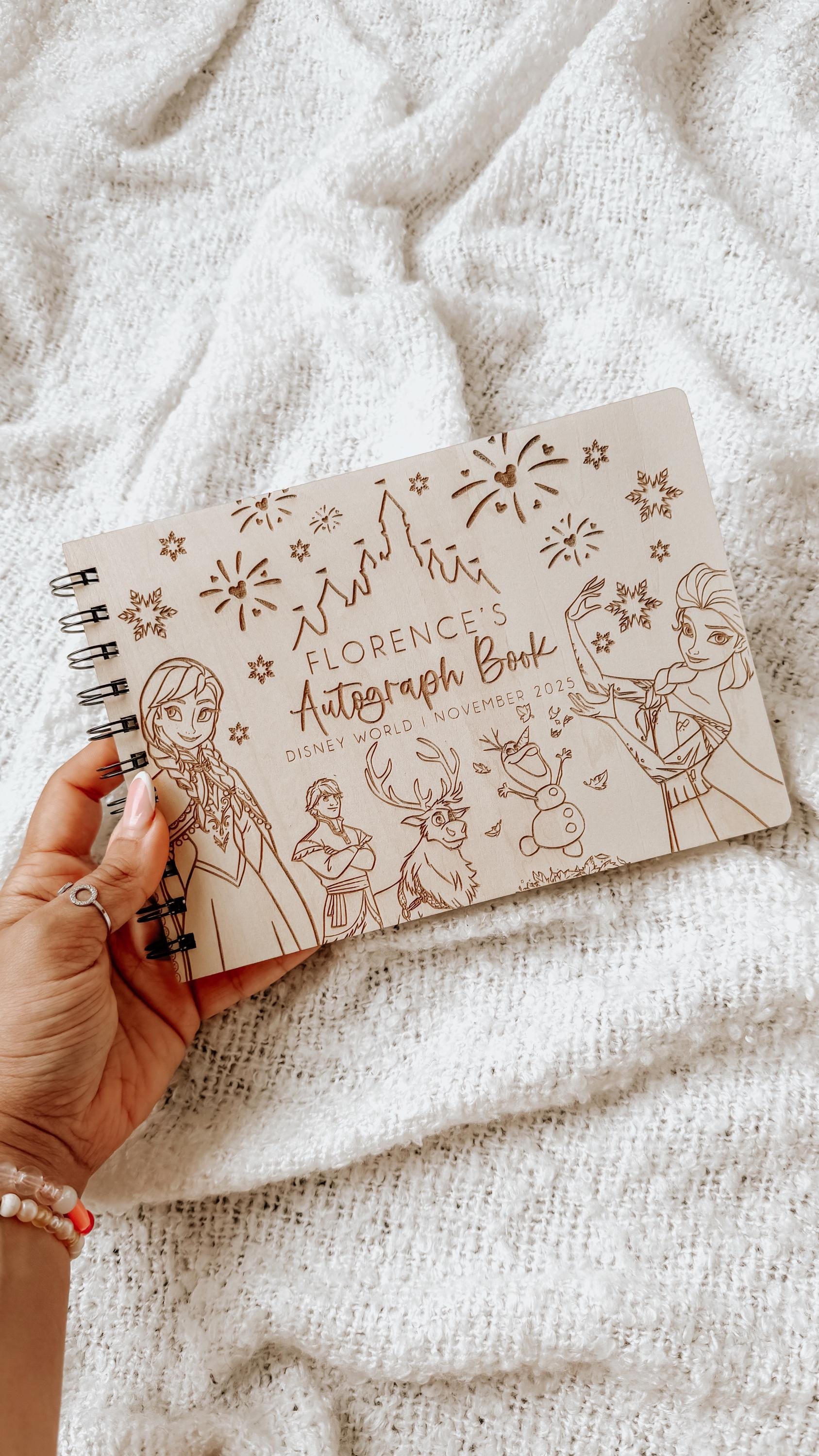 Personalised A5 wooden engraved Disney Frozen Autograph Book/ holiday scrapbook/ memory book/ photo album/ memory gift