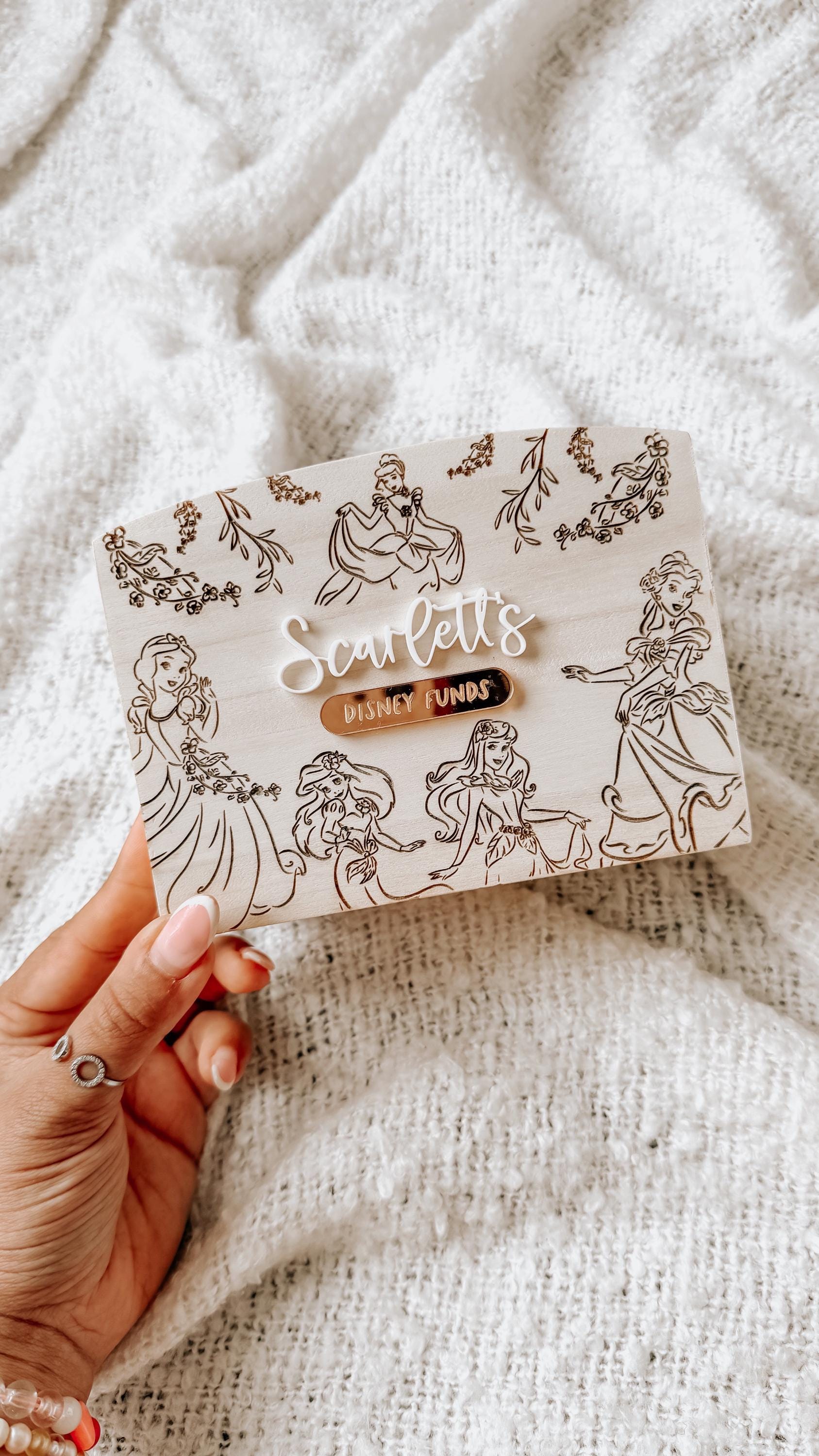 Personalised Disney Princess Money Box | Holiday Funds Money Box | Princess Piggy Bank