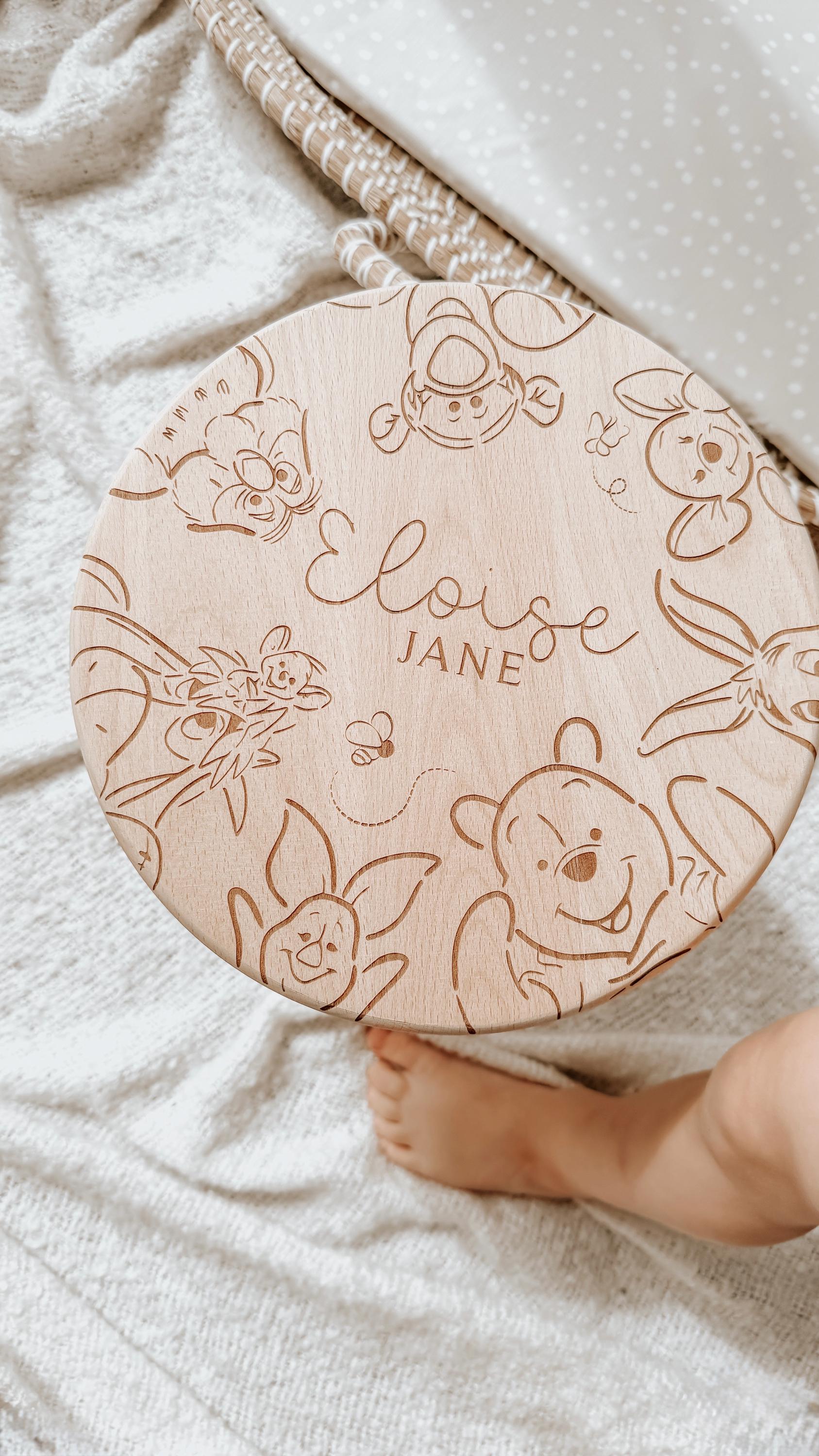 Kids Personalised Winnie the Pooh Wooden Stool
