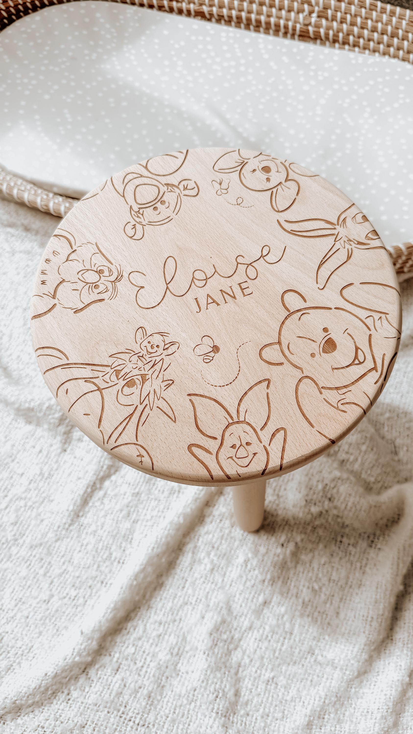 Kids Personalised Winnie the Pooh Wooden Stool
