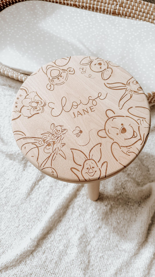 Kids Personalised Winnie the Pooh Wooden Stool