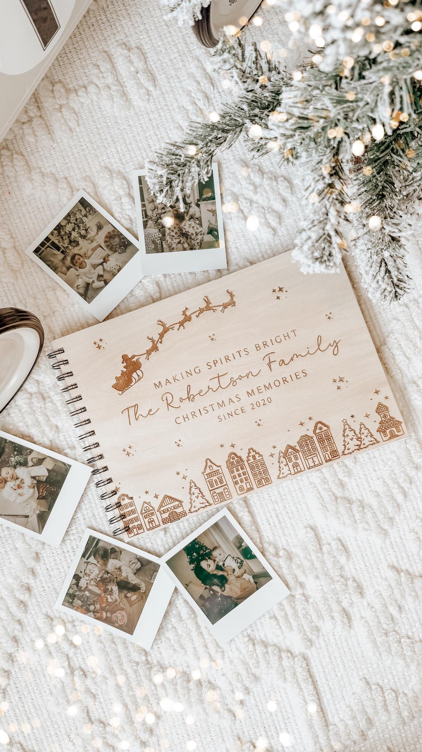 Personalised A4 wooden engraved Christmas Memories scrapbook | Christmas journal | Holiday Scrapbook