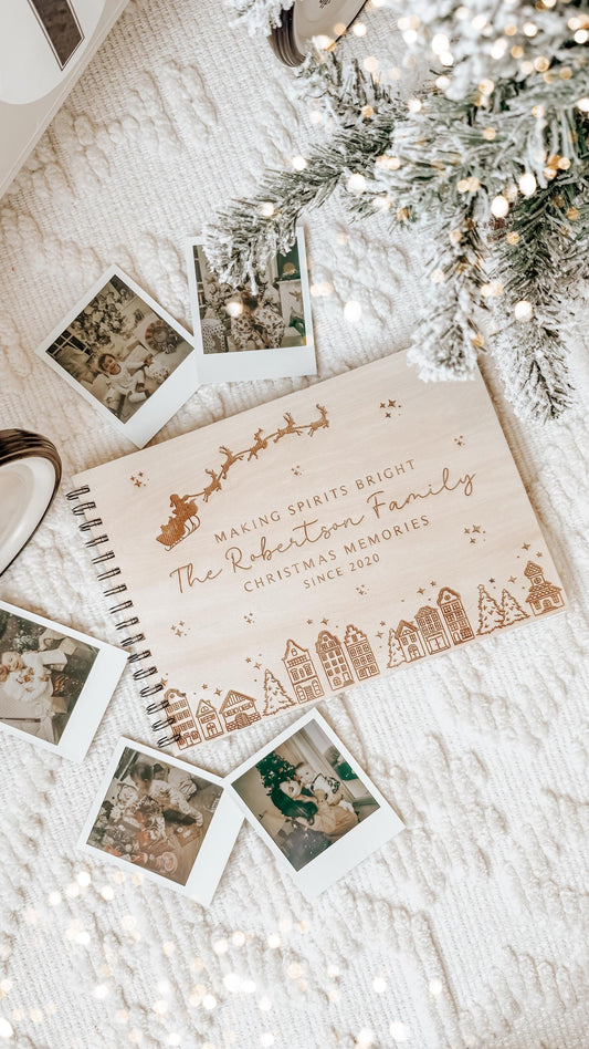 Personalised A4 wooden engraved Christmas Memories scrapbook | Christmas journal | Holiday Scrapbook