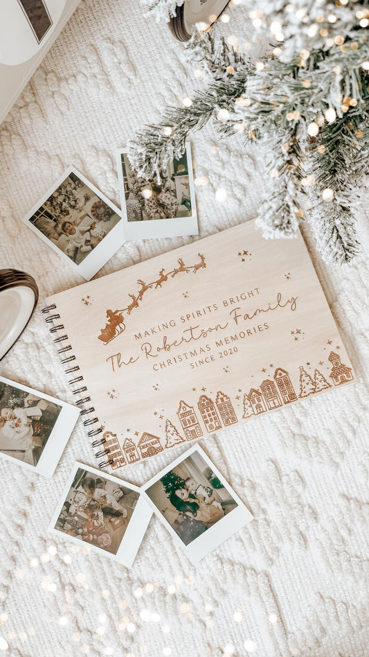 Personalised A4 wooden engraved Christmas Memories scrapbook | Christmas journal | Holiday Scrapbook