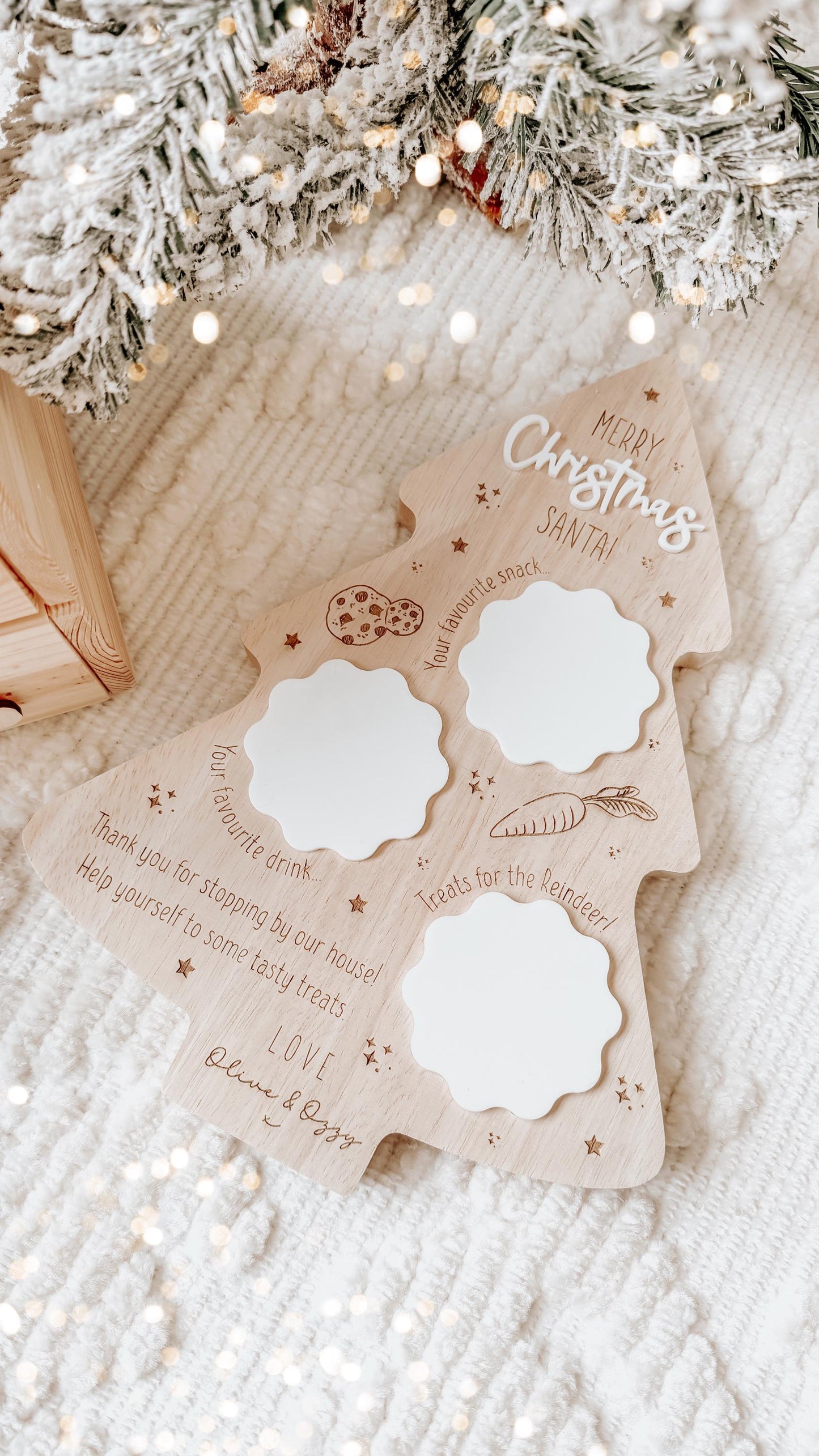 Personalised Christmas Tree Santa Treat Board | Christmas Eve Father Christmas | Santa Treat Plate Christmas | Dear Santa Board