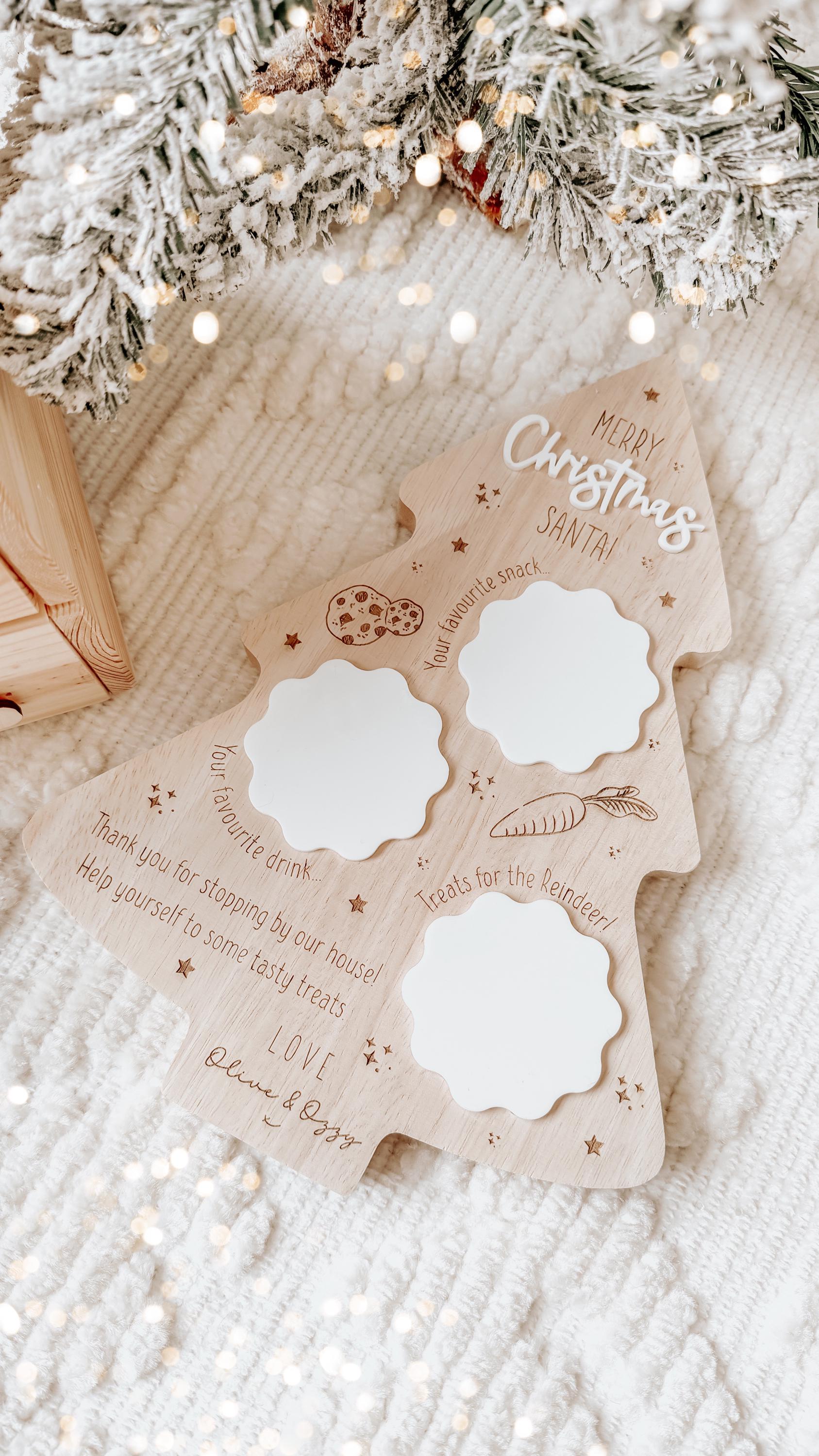 Personalised Christmas Tree Santa Treat Board | Christmas Eve Father Christmas | Santa Treat Plate Christmas | Dear Santa Board