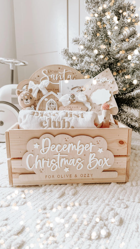 Personalised Christmas December Crate & Plaque