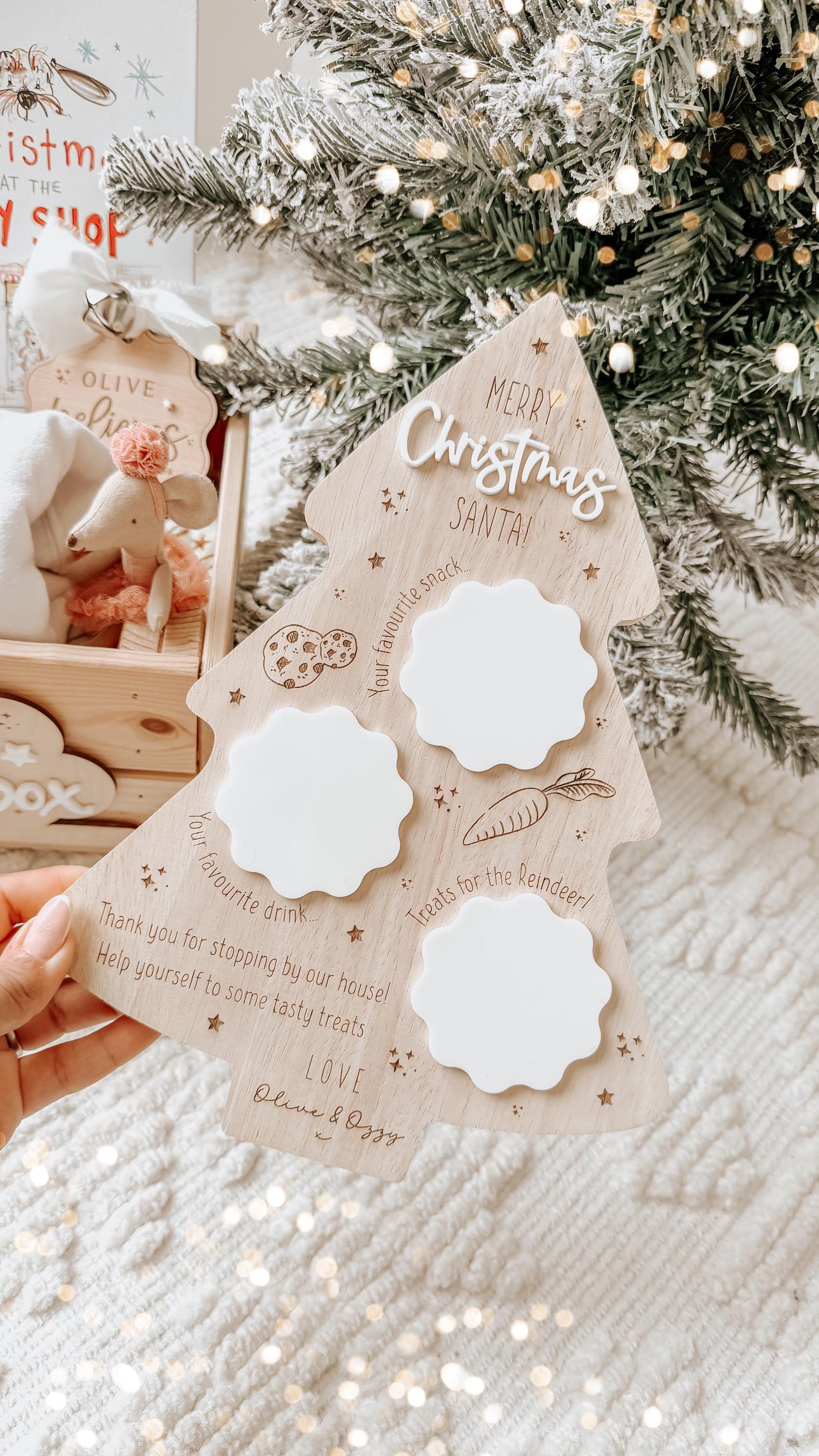 Personalised Christmas Tree Santa Treat Board | Christmas Eve Father Christmas | Santa Treat Plate Christmas | Dear Santa Board
