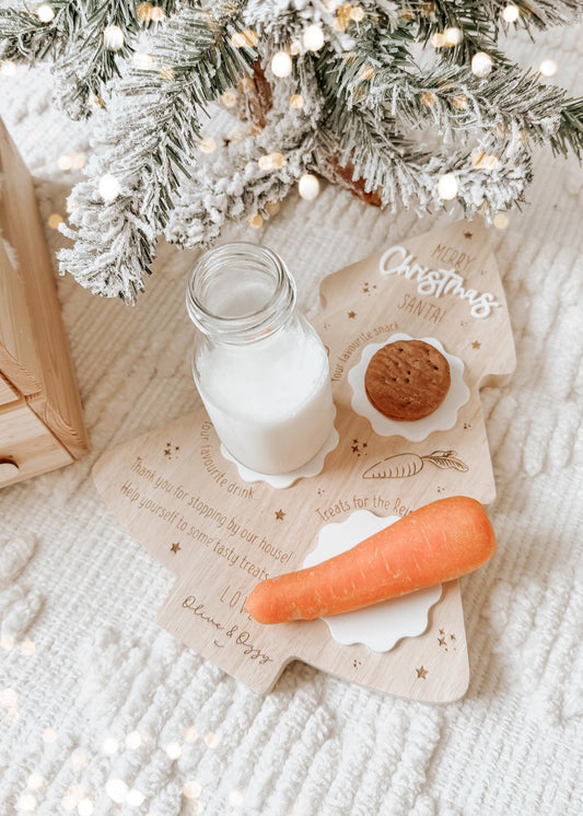 Personalised Christmas Tree Santa Treat Board | Christmas Eve Father Christmas | Santa Treat Plate Christmas | Dear Santa Board