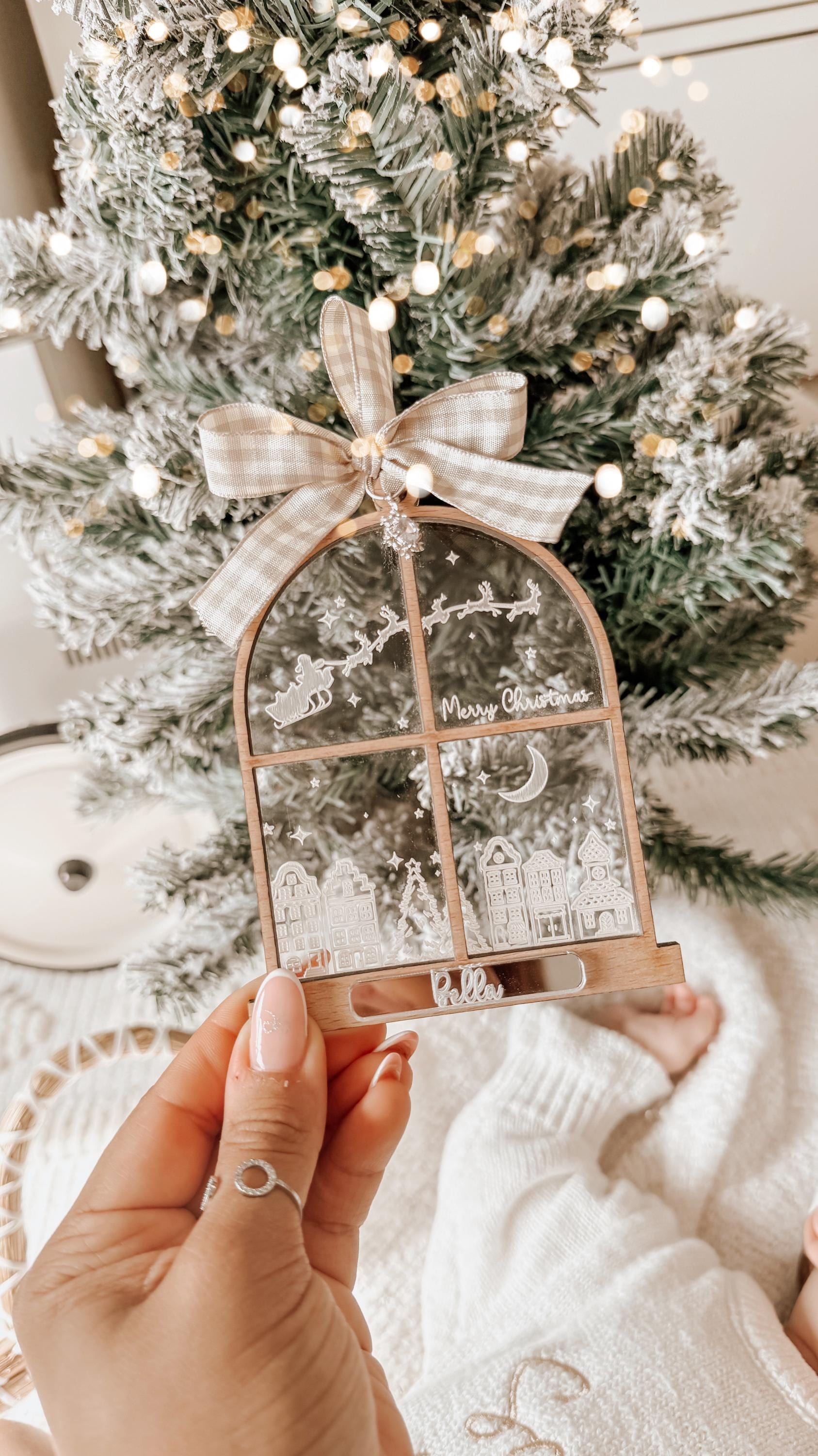 Personalised Window & Snowglobe Christmas Tree Bauble | Christmas Tree Decor | Christmas Plaque