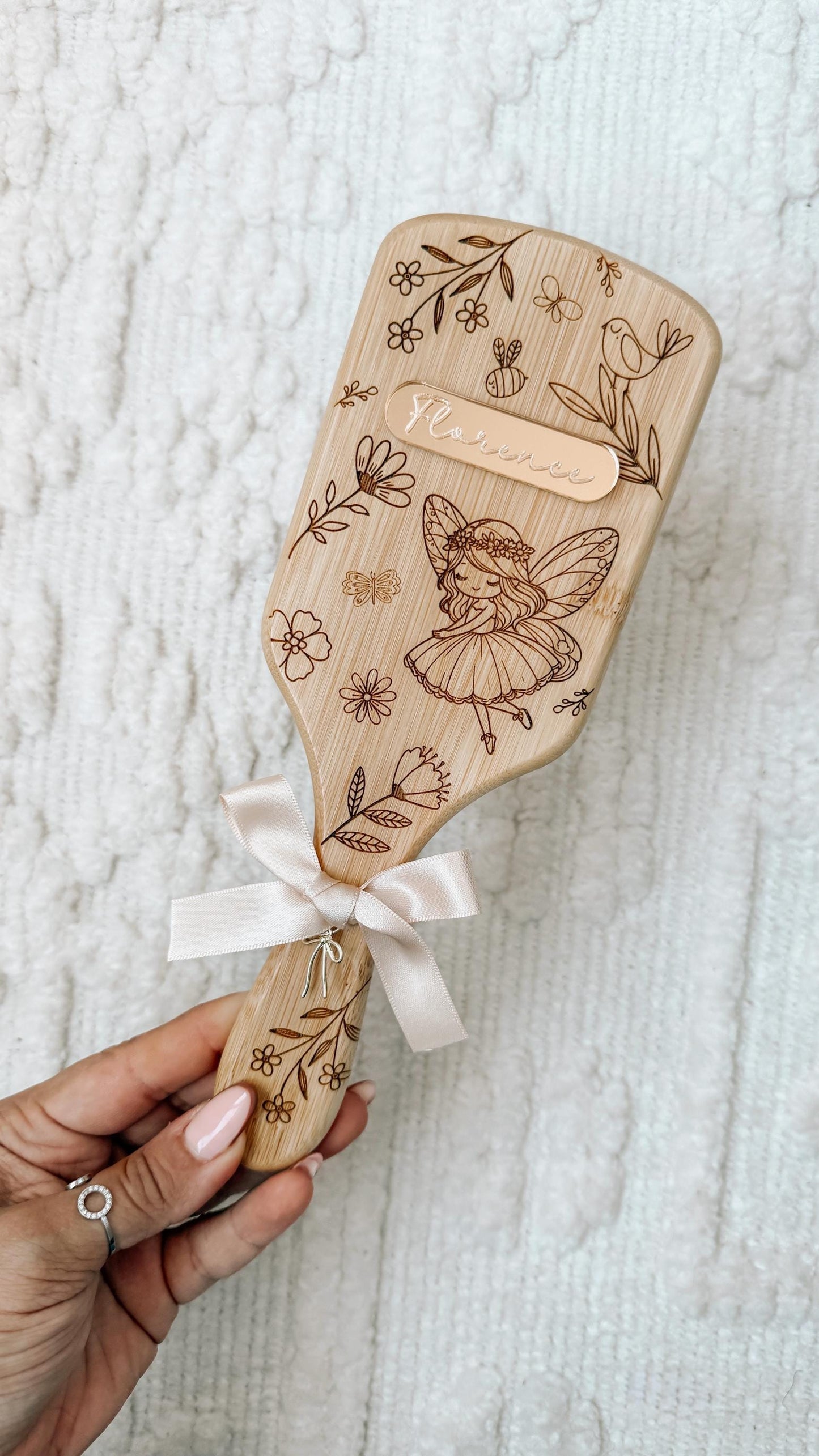 Personalised Fairy Wooden Bamboo Hair Brush