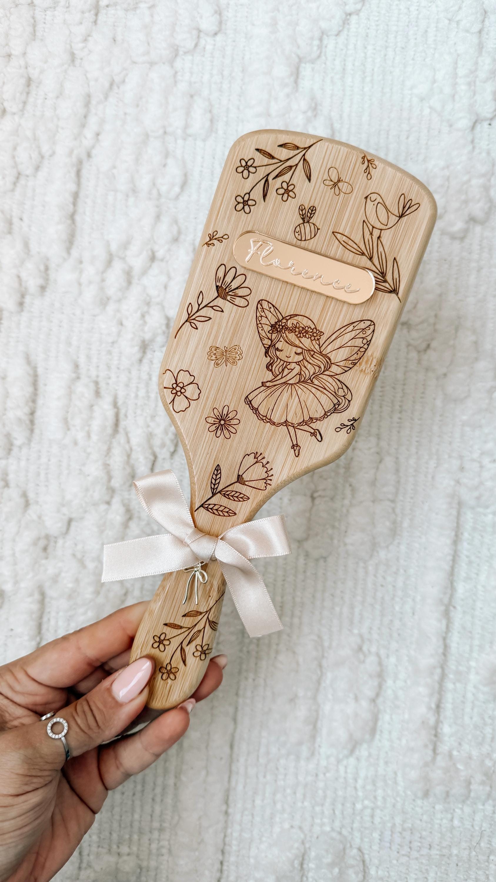 Personalised Fairy Wooden Bamboo Hair Brush