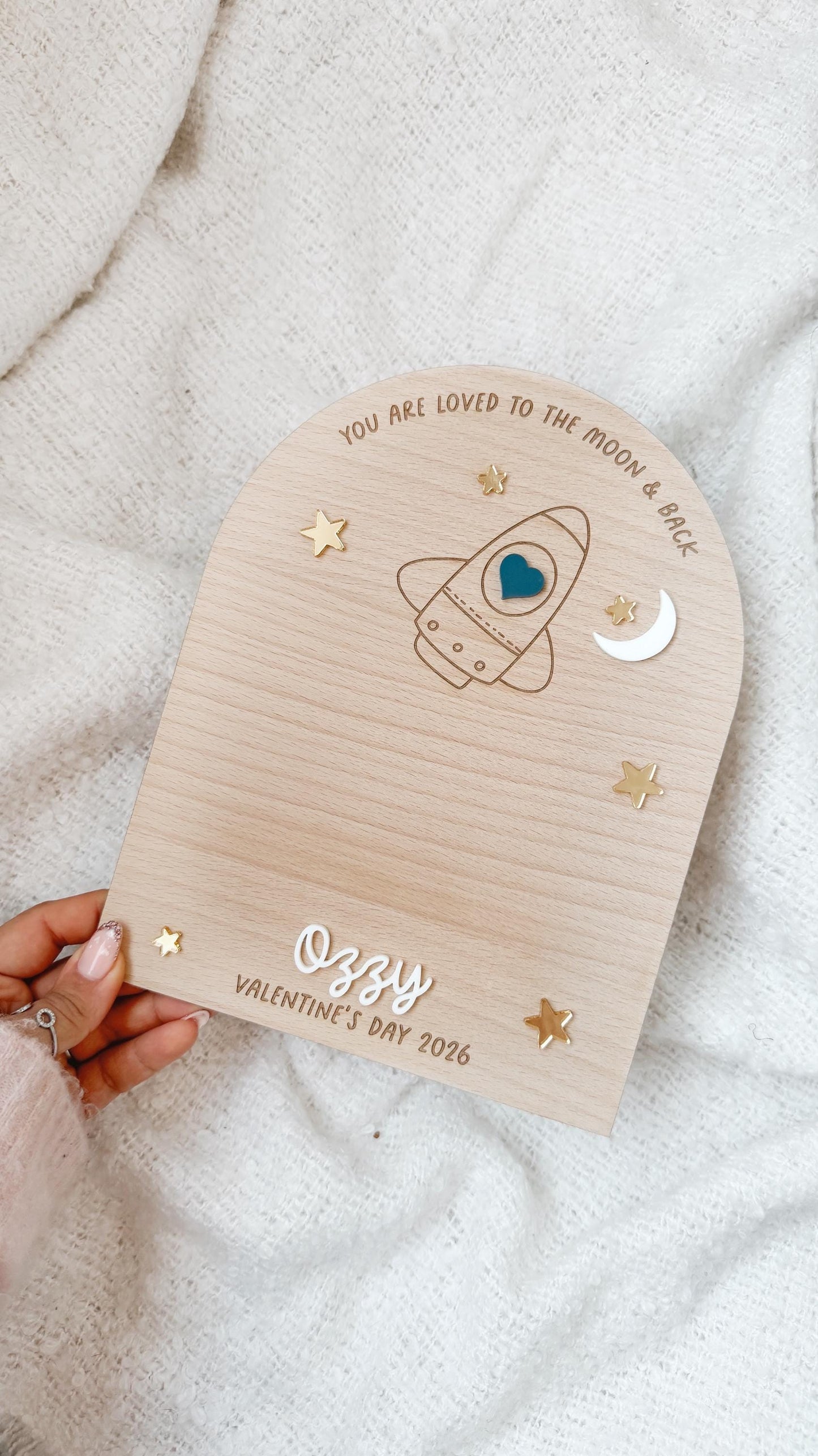 Valentine's Rocket Handprint Plaque | Baby Handprint plaque | Valentine's Day Gifts | Love You To The Moon