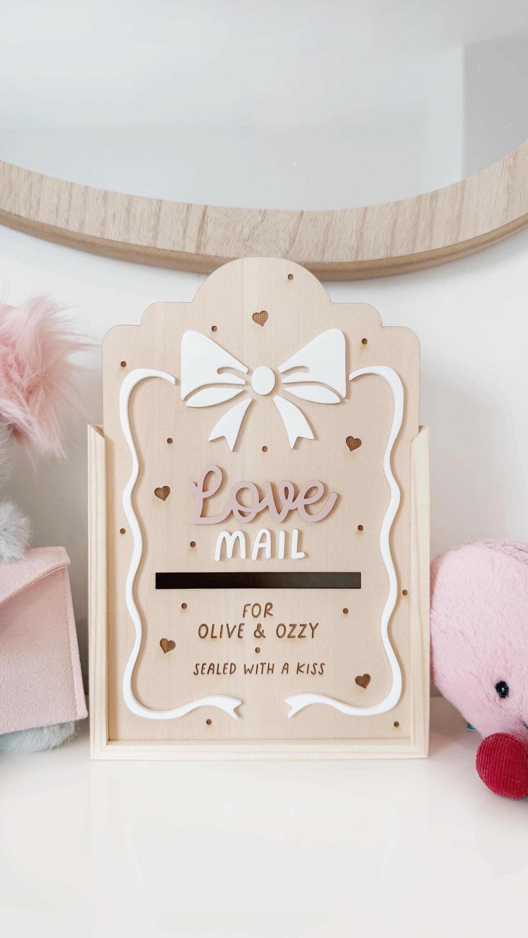 Personalised Valentine's Day Wooden Engraved Post Box