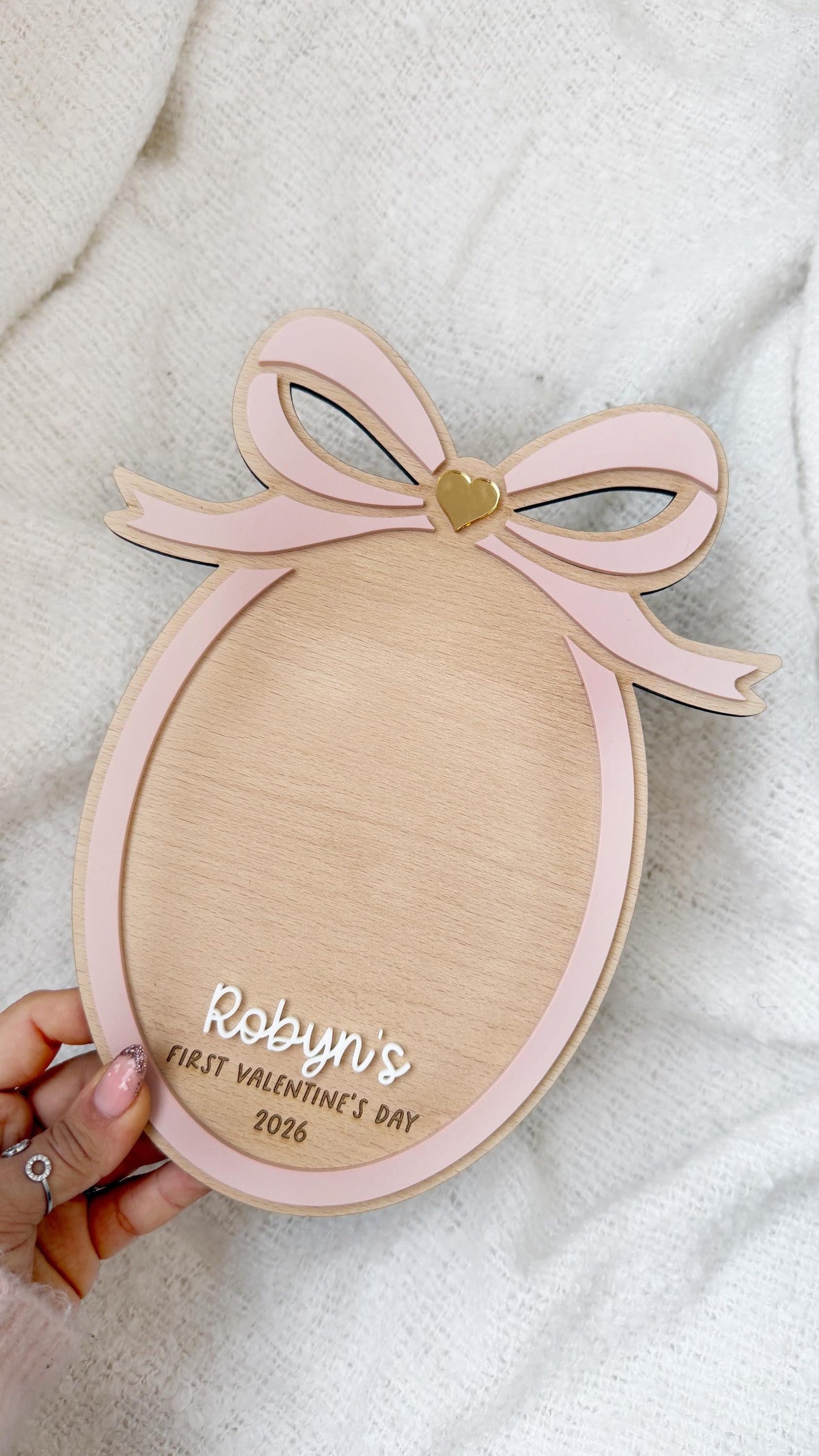 Valentine's Bow Handprint Plaque | Baby Handprint plaque | Valentine's Day Gifts