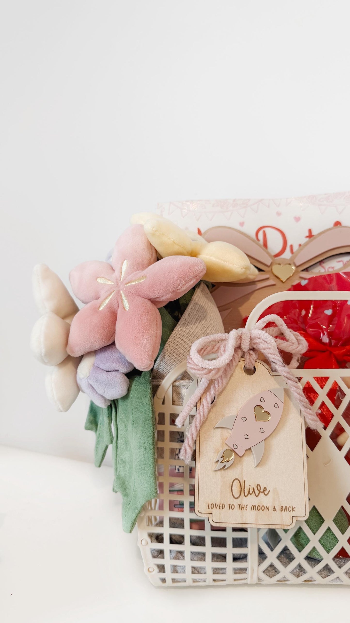Personalised Valentines Day Jelly Basket with Rocket Tag | Loved to the moon and back
