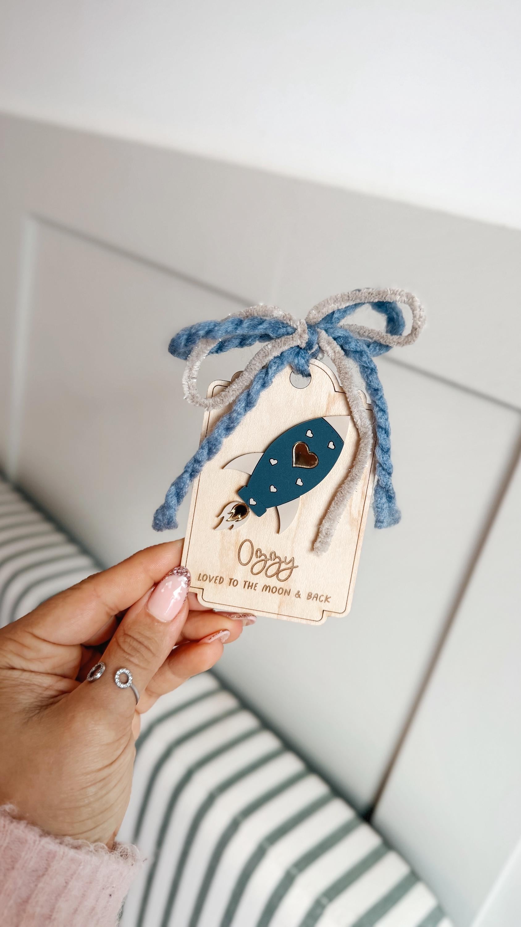 Personalised Valentines Day Jelly Basket with Rocket Tag | Loved to the moon and back