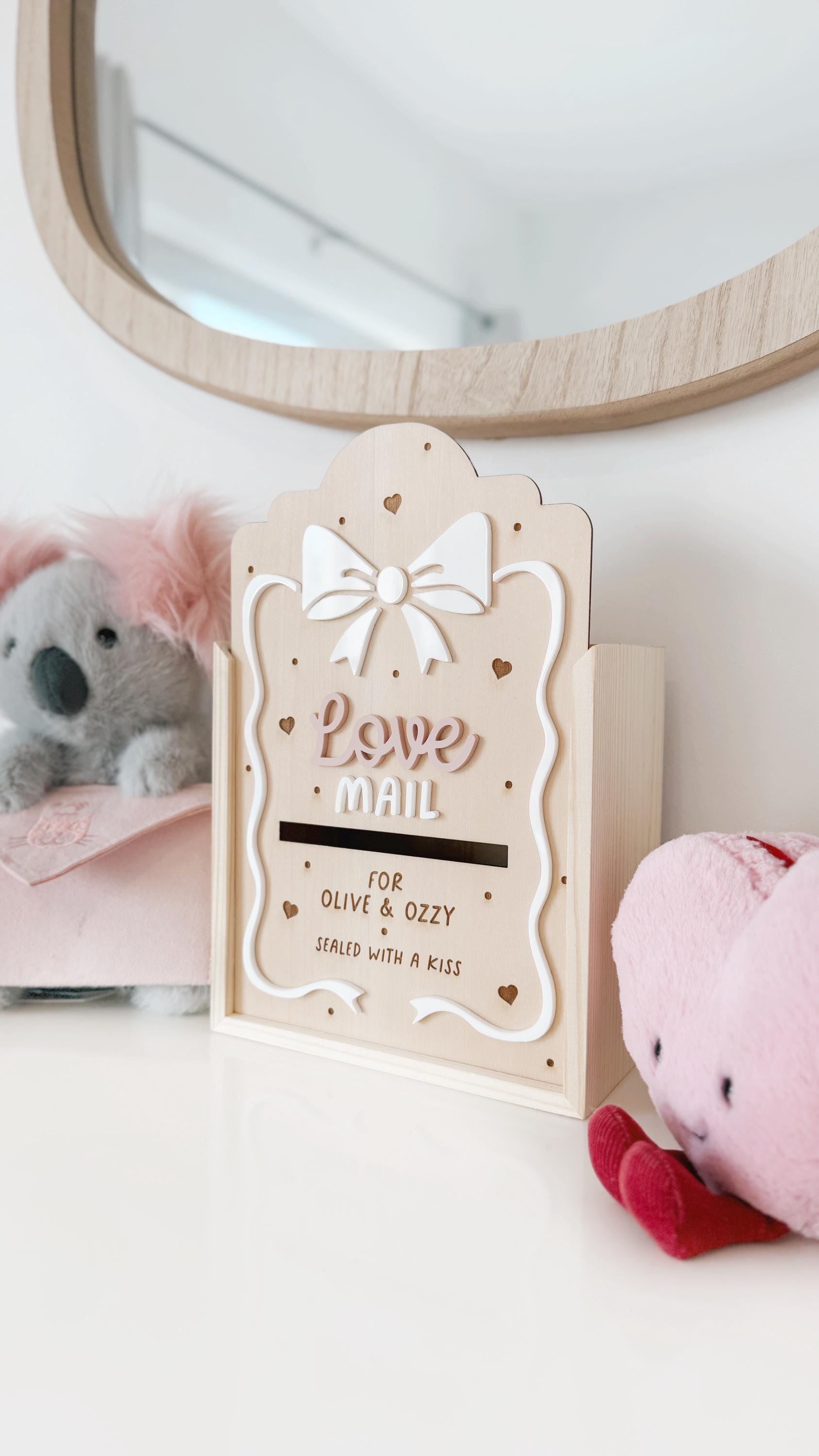 Personalised Valentine's Day Wooden Engraved Post Box