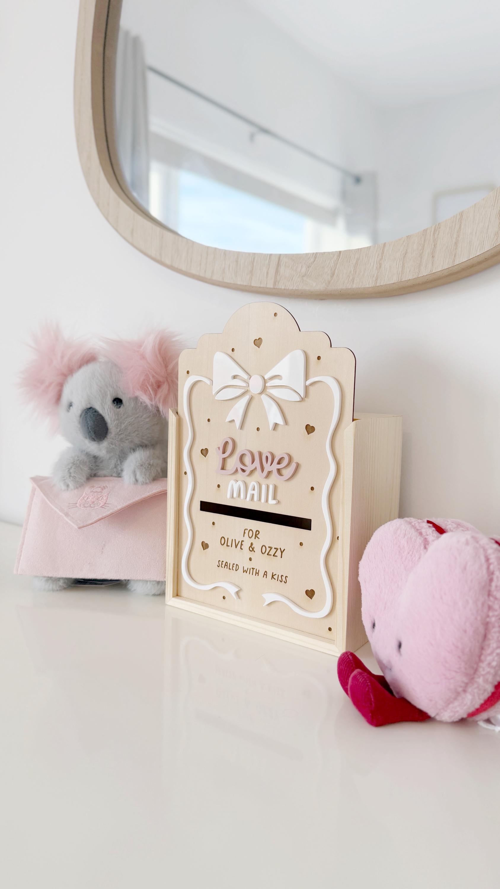 Personalised Valentine's Day Wooden Engraved Post Box