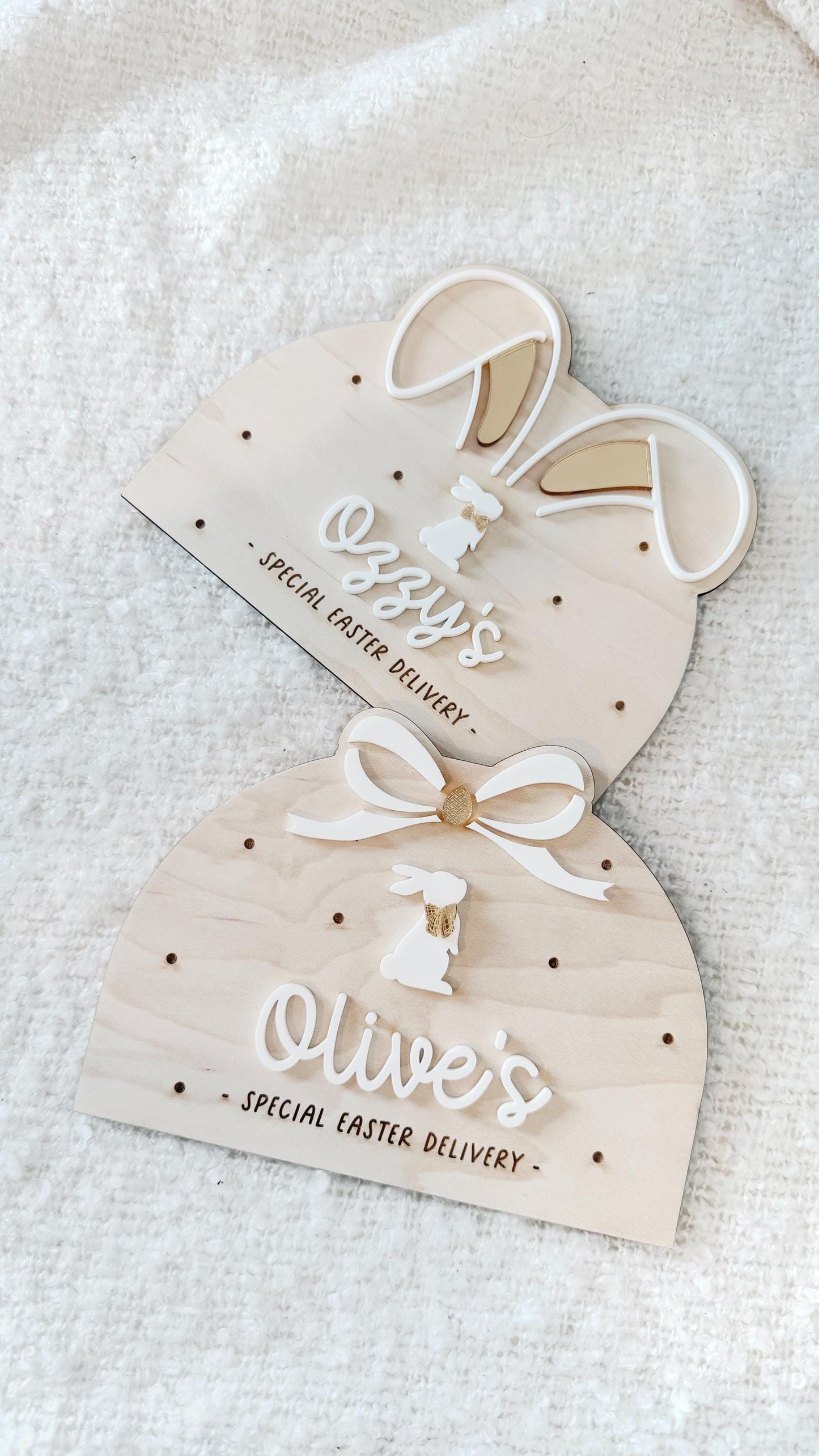 Personalised Easter Bunny Ears Crate Plaque - Personalised wooden crate
