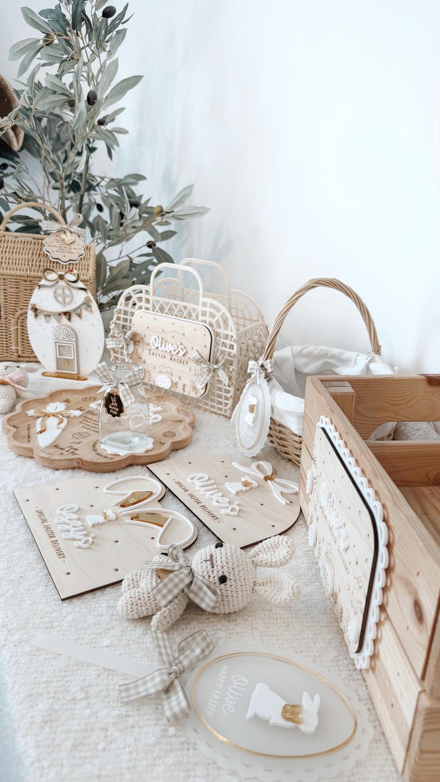 Personalised Easter Wicker Bunny House Basket | Wicker House Bag | Gift Basket | Maileg House