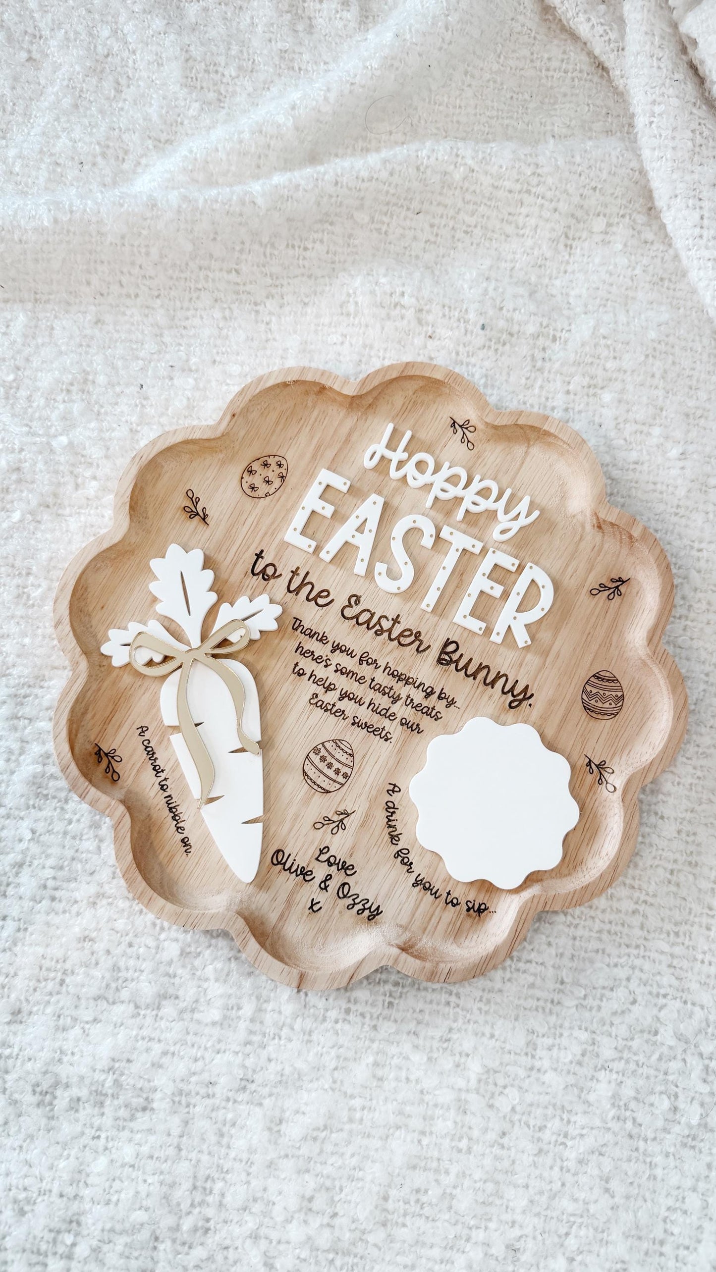 Personalised Easter Bunny Treat Board | Easter Eve Tray | Bunny Treat Plate | Easter Tradition | Easter Bunny Board